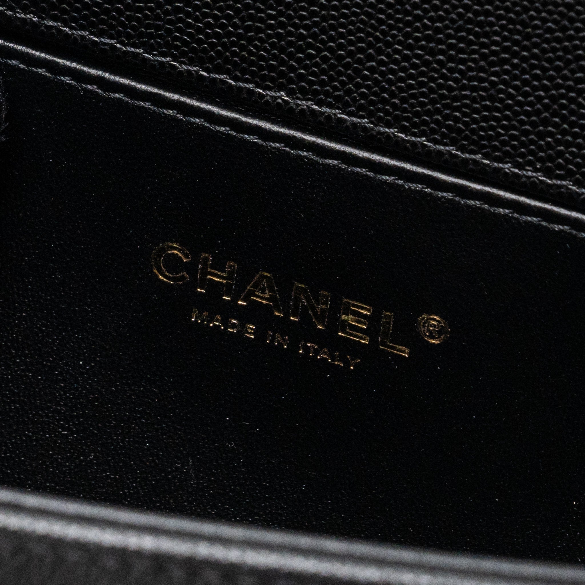 Chanel Medium Classic Boy Bag Caviar Black Brushed  (microchip)