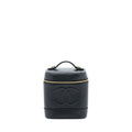 Chanel Vintage Vertical CC Logo Cosmetic Vanity Caviar Black