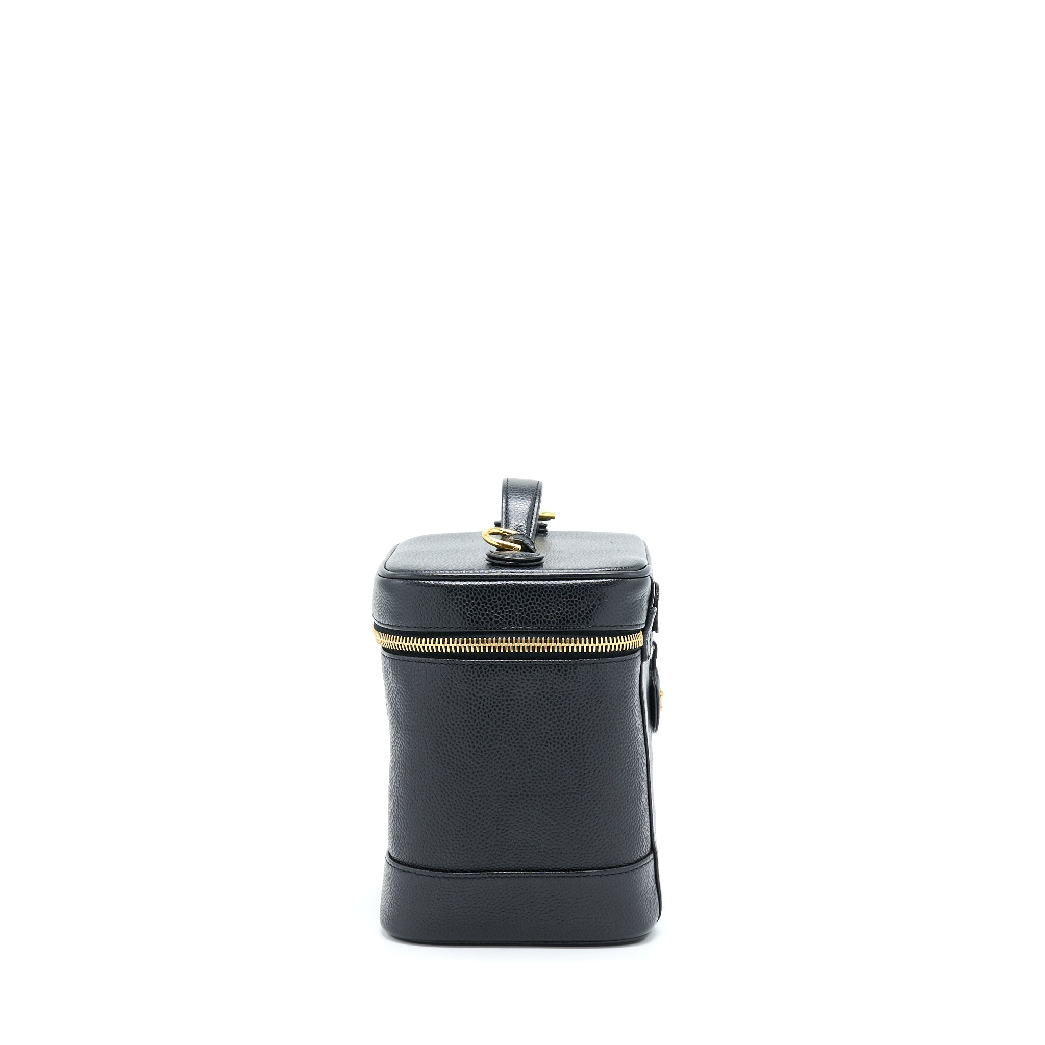 Chanel Vintage Vertical CC Logo Cosmetic Vanity Caviar Black