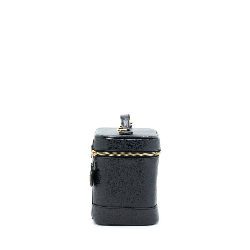 Chanel Vintage Vertical CC Logo Cosmetic Vanity Caviar Black