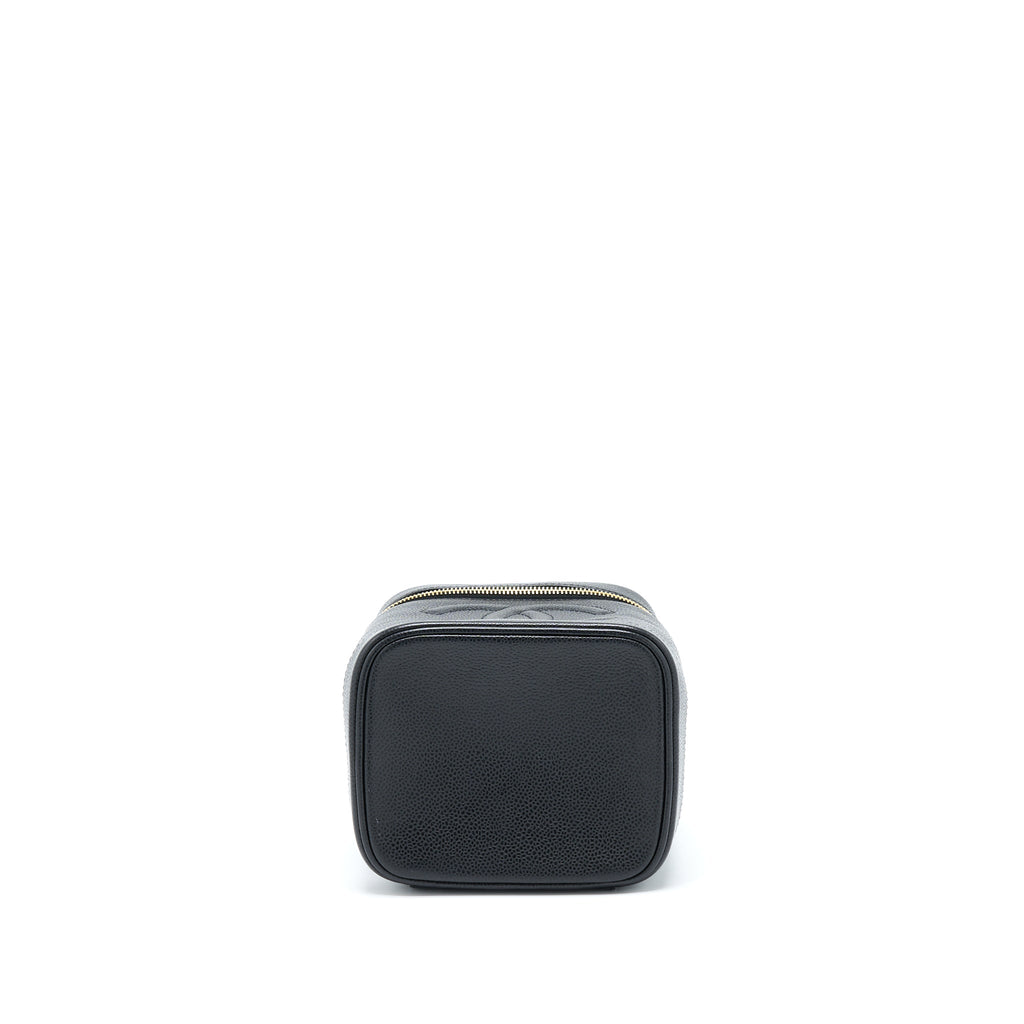 Chanel Vintage Vertical CC Logo Cosmetic Vanity Caviar Black