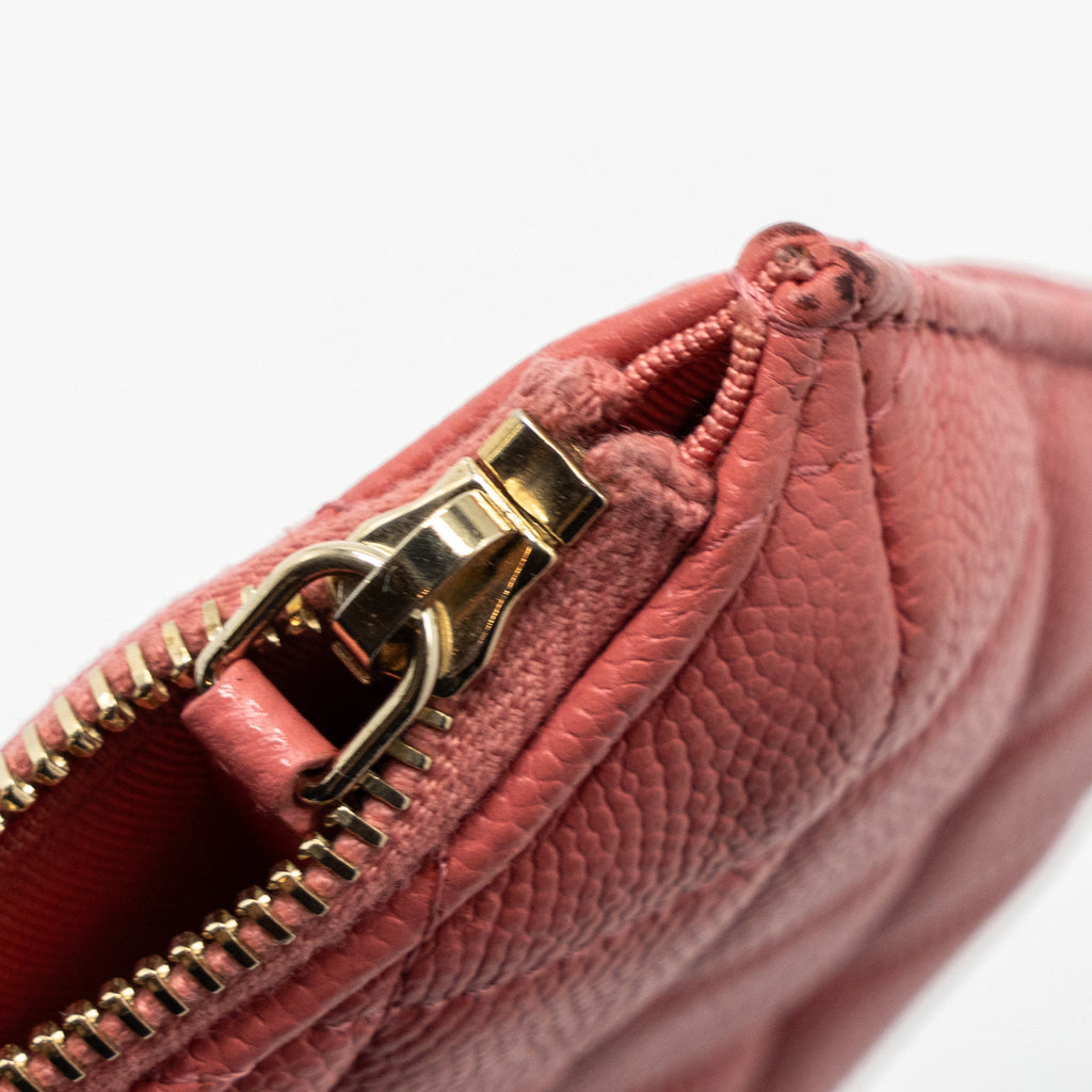 Chanel Phone Card Holder Caviar Pink L