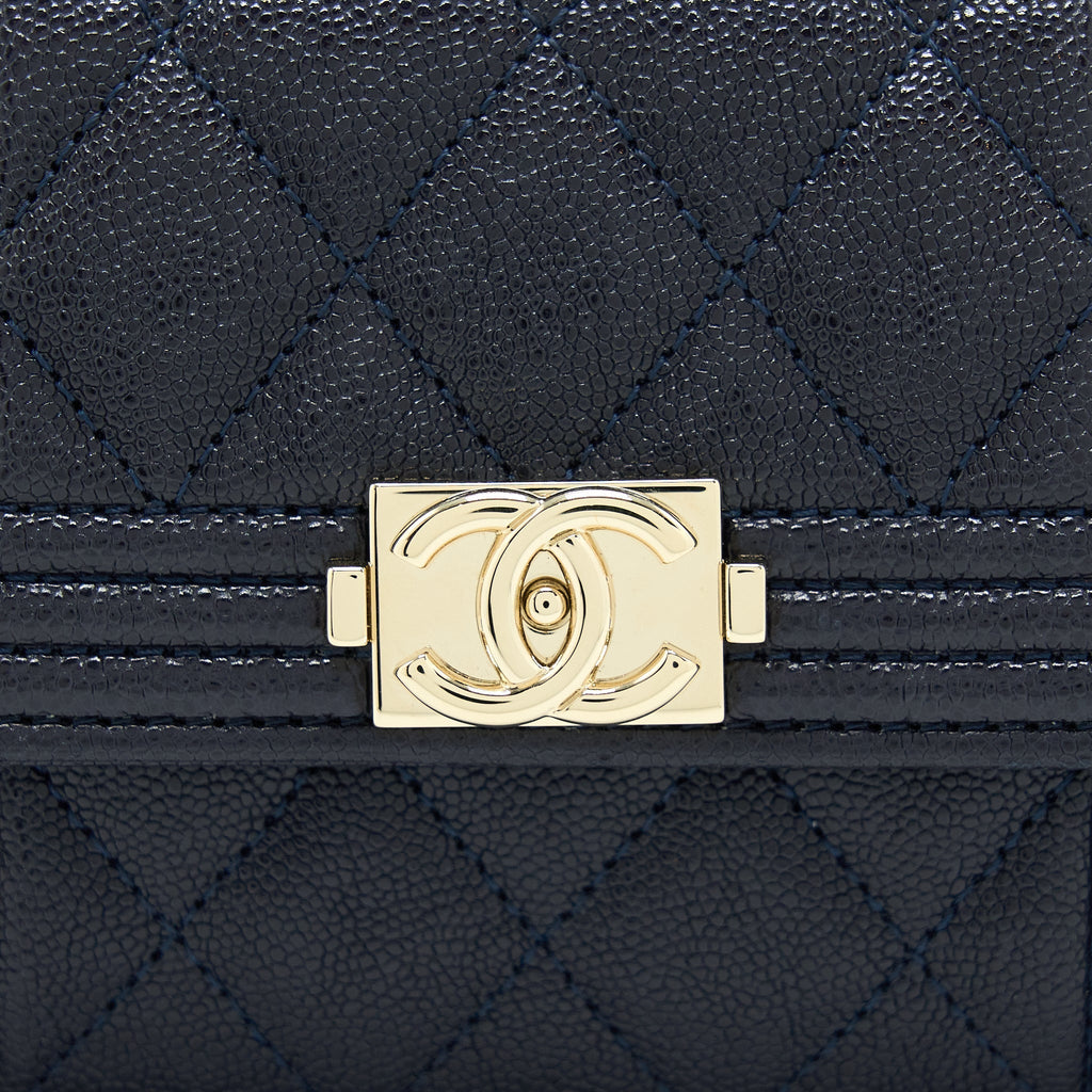 Chanel Boy Small Flap Card Holder Caviar Black