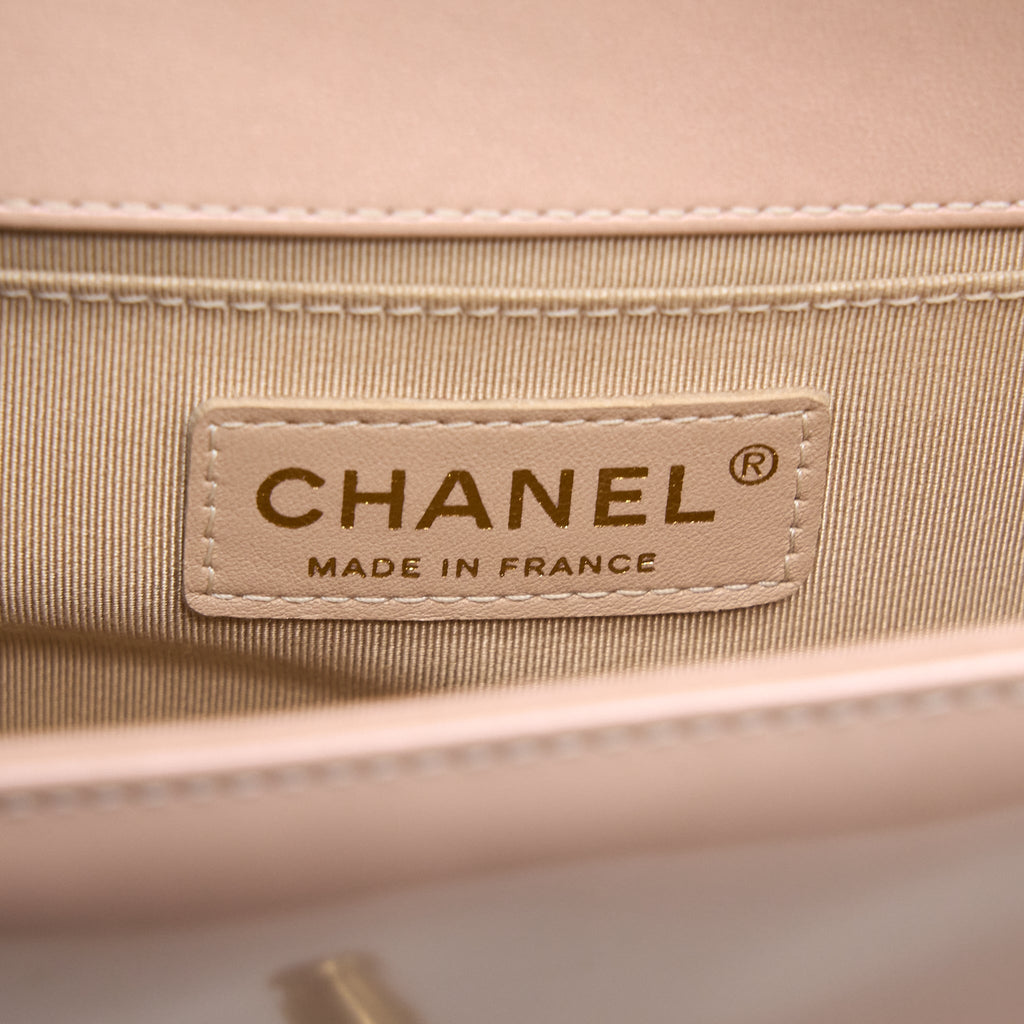 Chanel Small Boy Bag Patent Leather Light Pink L