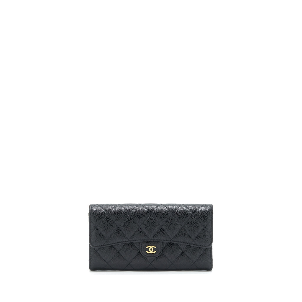 Chanel Classic Long Flap Wallet Caviar Black