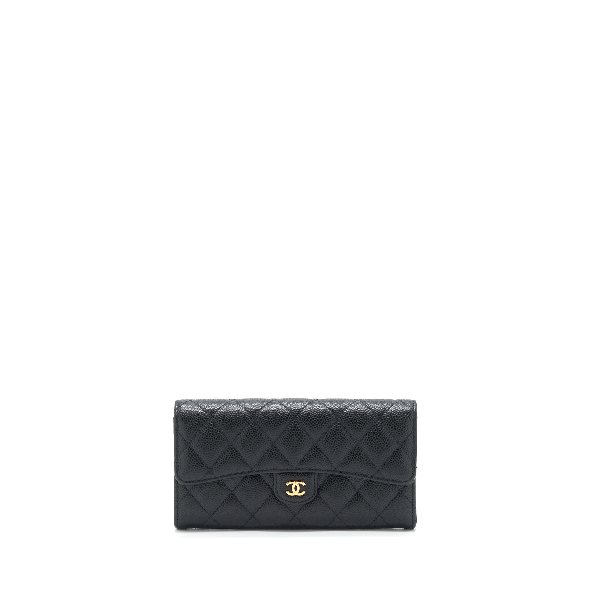 Chanel Classic Long Flap Wallet Caviar Black