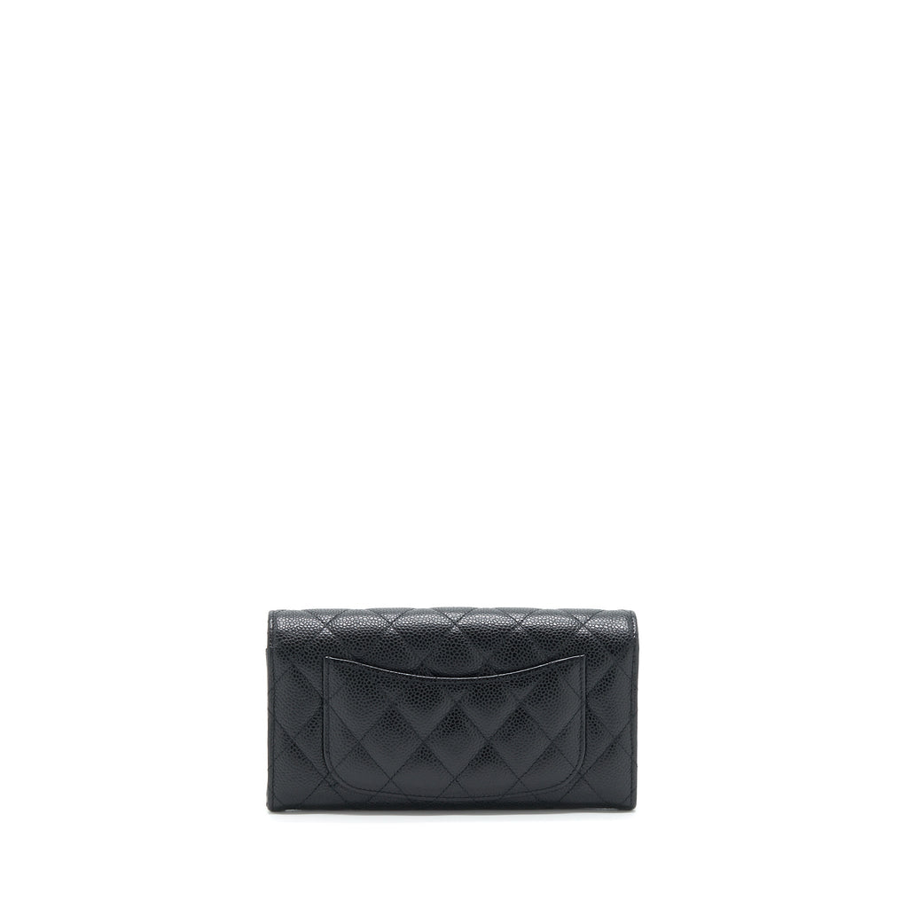 Chanel Classic Long Flap Wallet Caviar Black