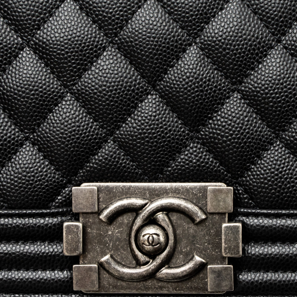 Chanel Small Boy Bag Caviar Black  (Microchip)