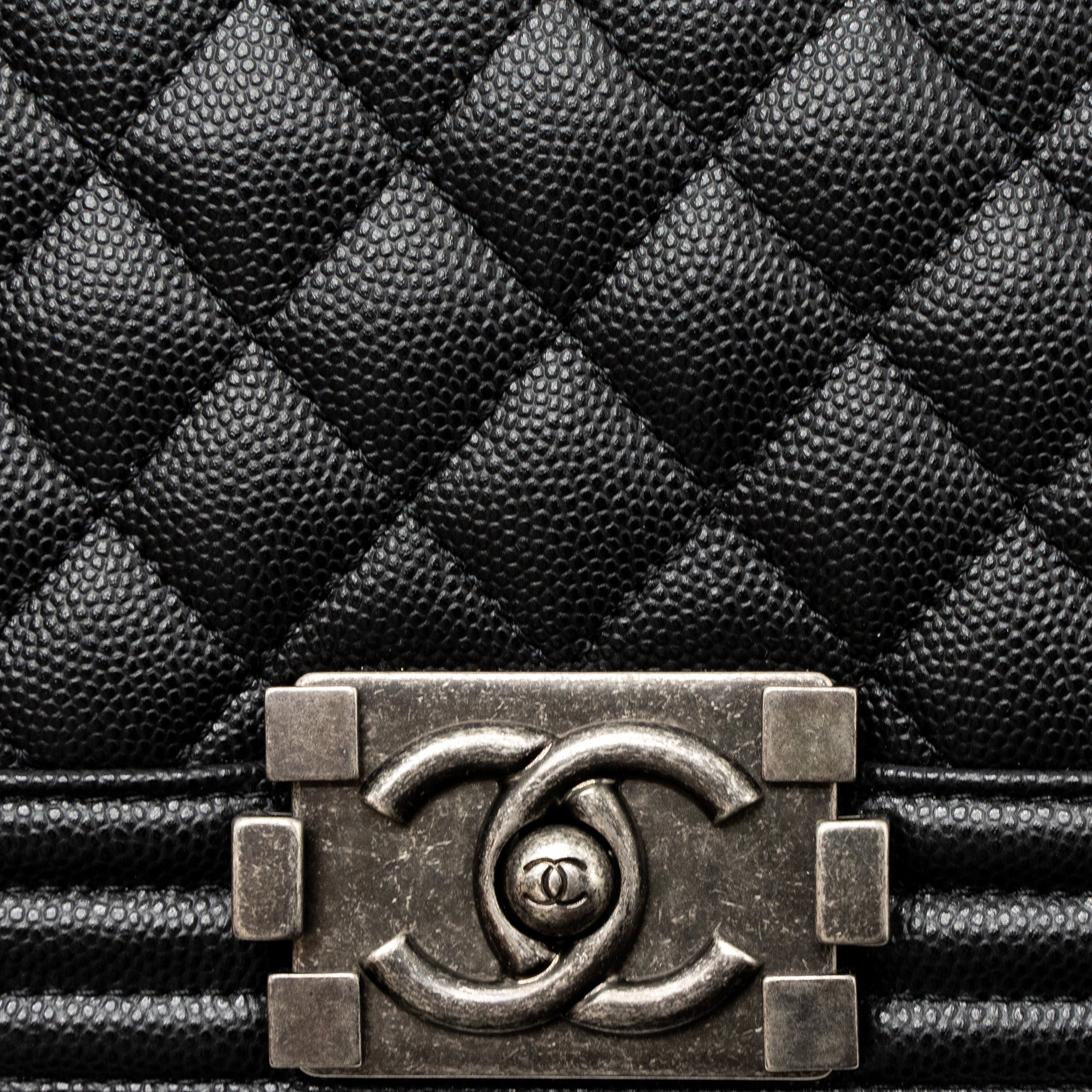Chanel Small Boy Bag Caviar Black  (Microchip)