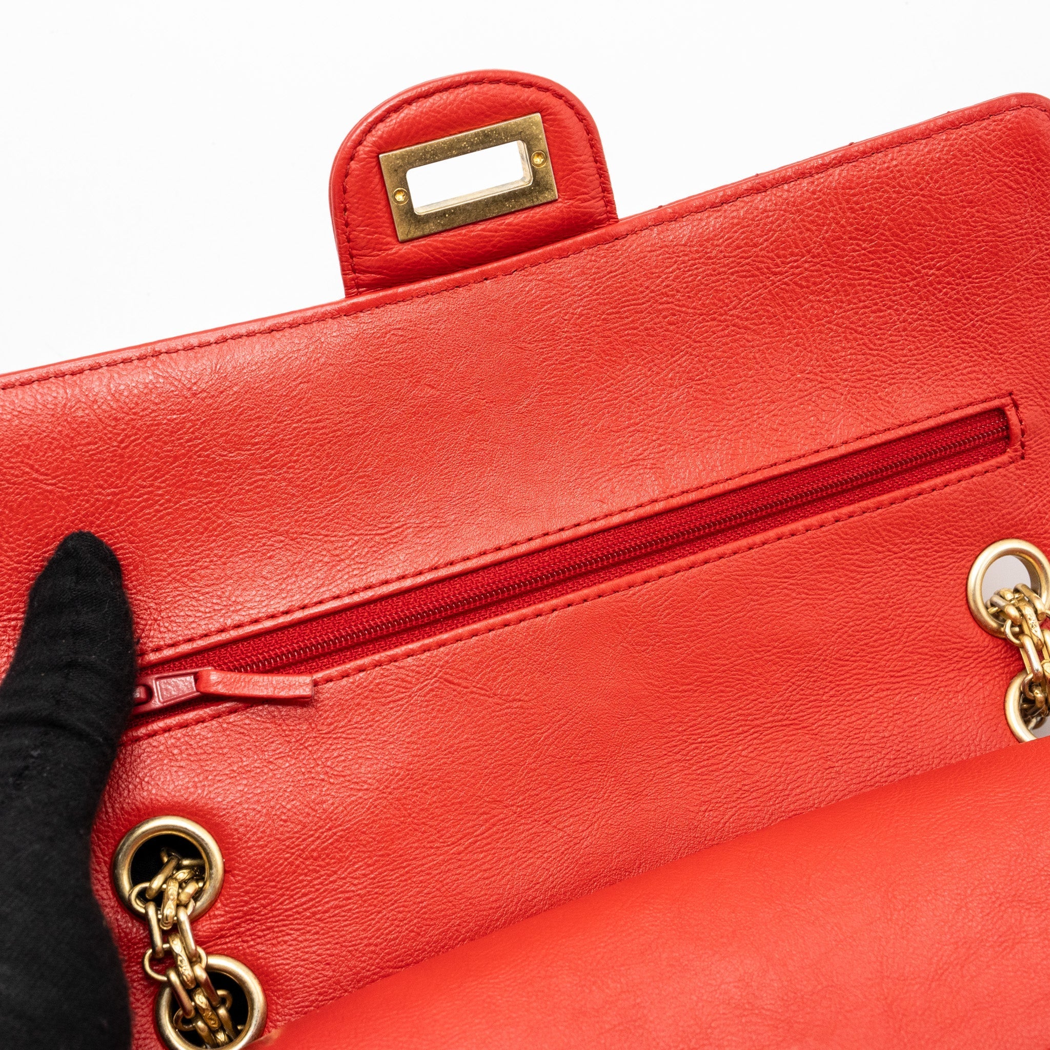 Chanel Small 2.55 Reissue Flap Bag Chevron Calfskin Red