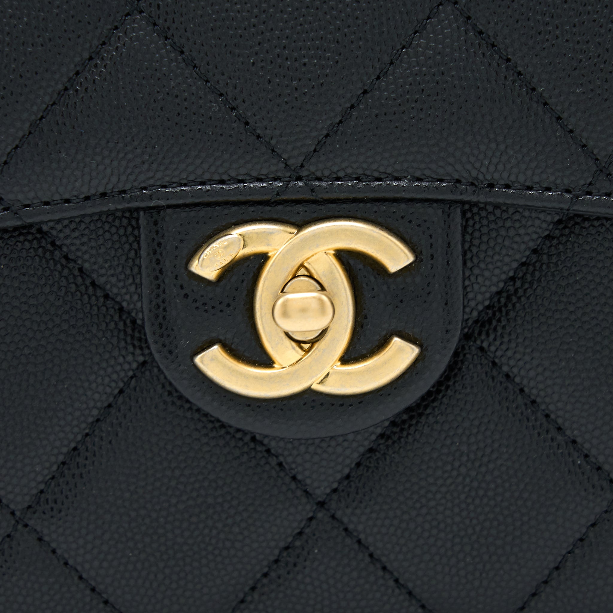 Chanel 22B Round Messenger Bag Grained Calfskin Black Brushed  (Microchip)