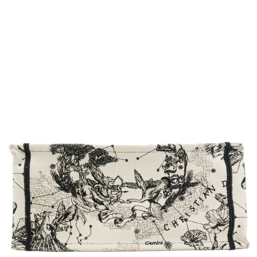 CHRISTIAN DIOR Book Zodiac Embroidery Canvas Tote Bag Latte