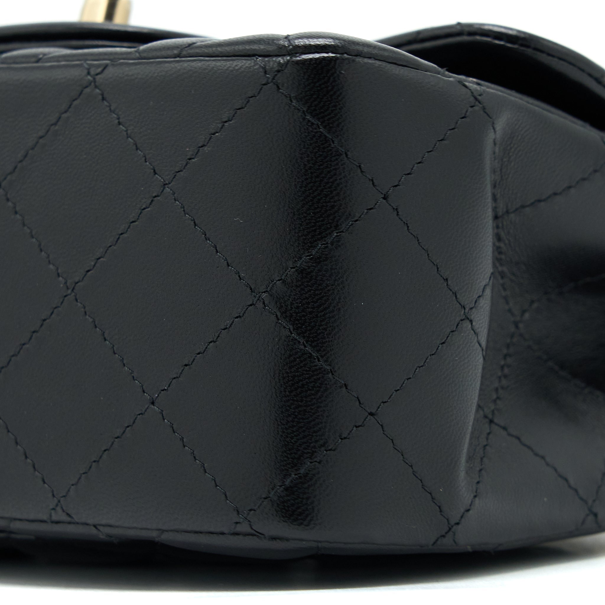 Chanel Classic Mini Square Flap Bag Lambskin Black L (Microchip)