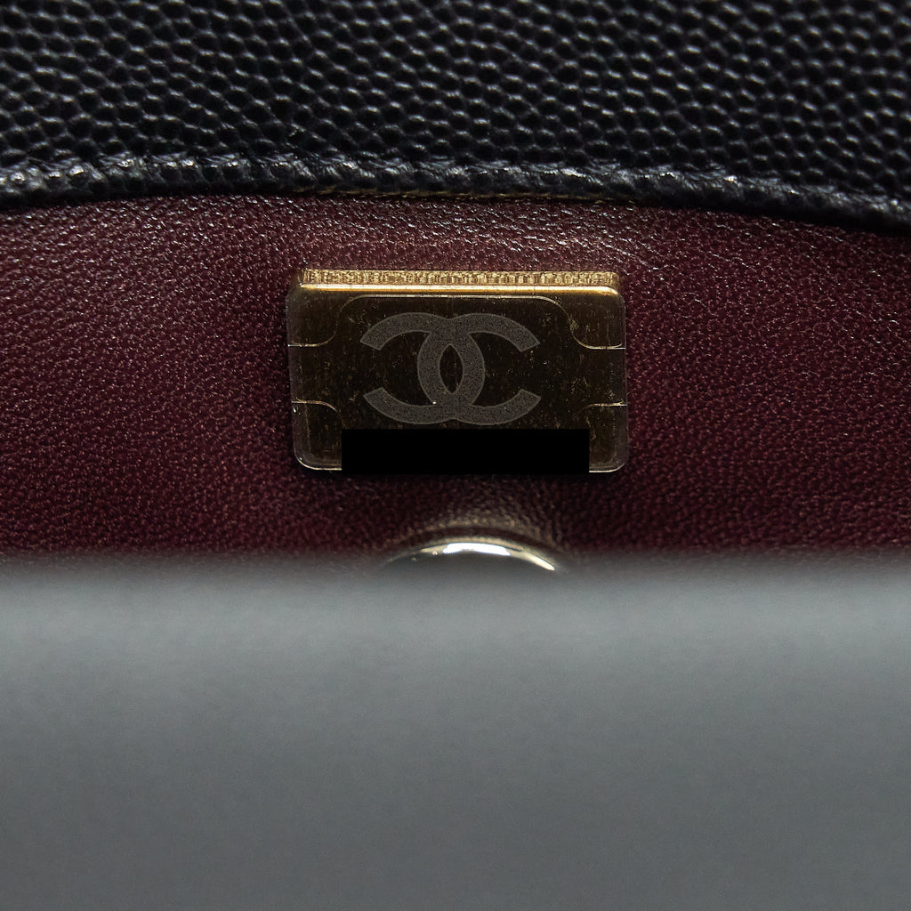 Chanel Small Coco Handle Caviar Black L