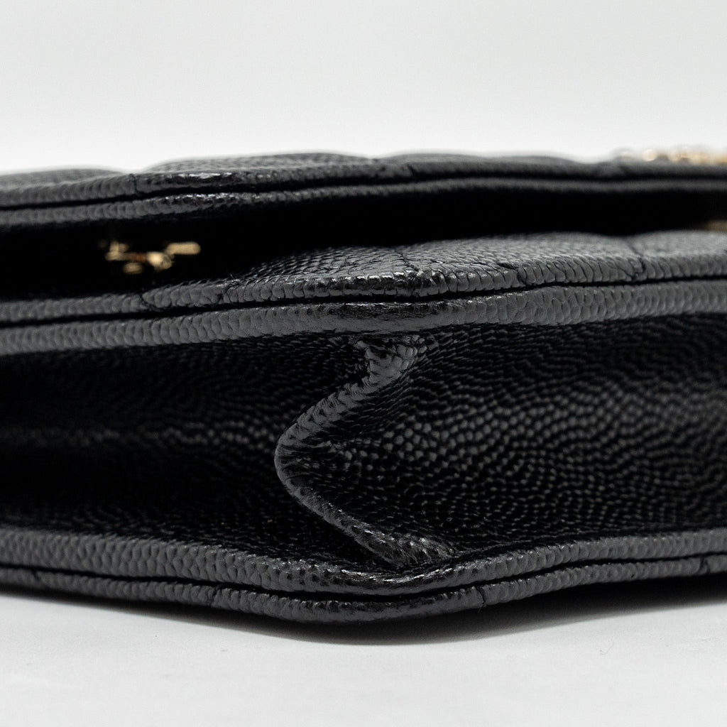 Chanel Detailed CC Logo Wallet on Chain Caviar Black L (Microchip)