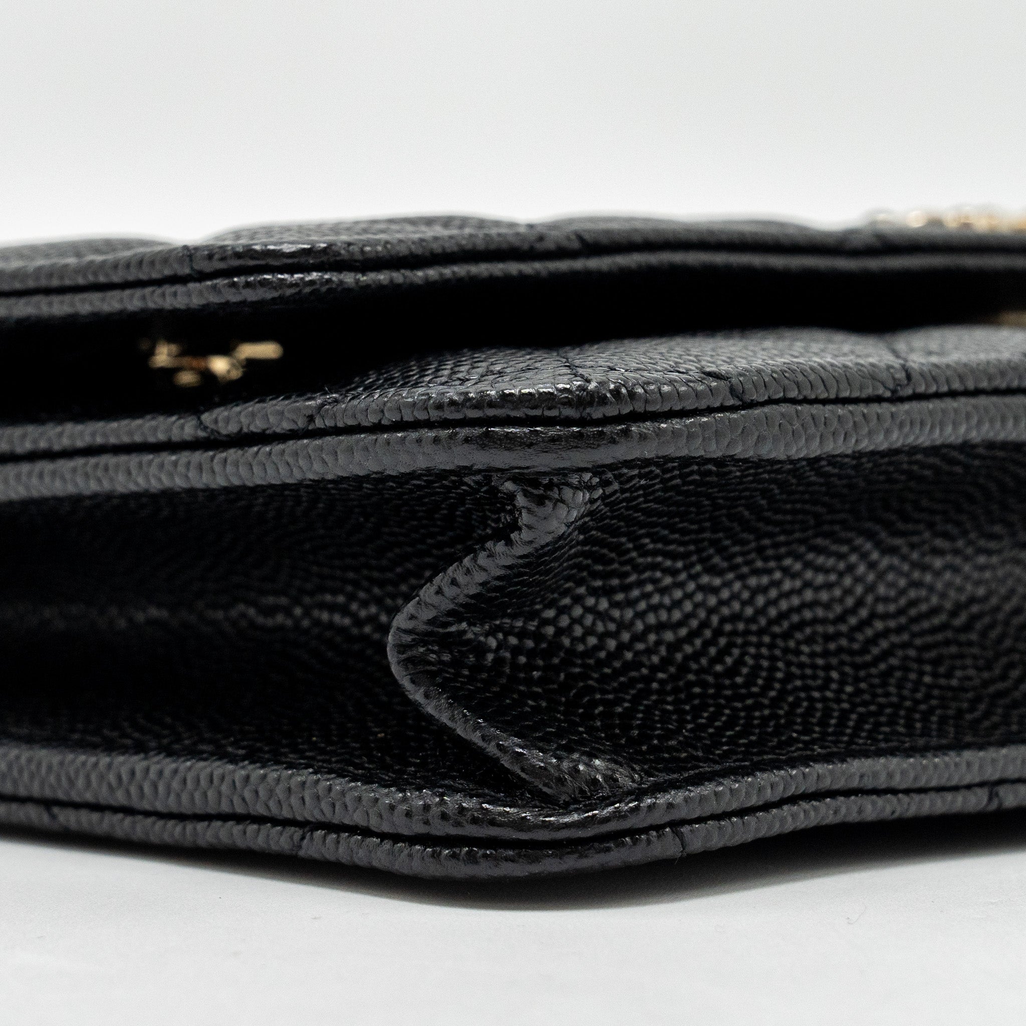 Chanel Detailed CC Logo Wallet on Chain Caviar Black L (Microchip)