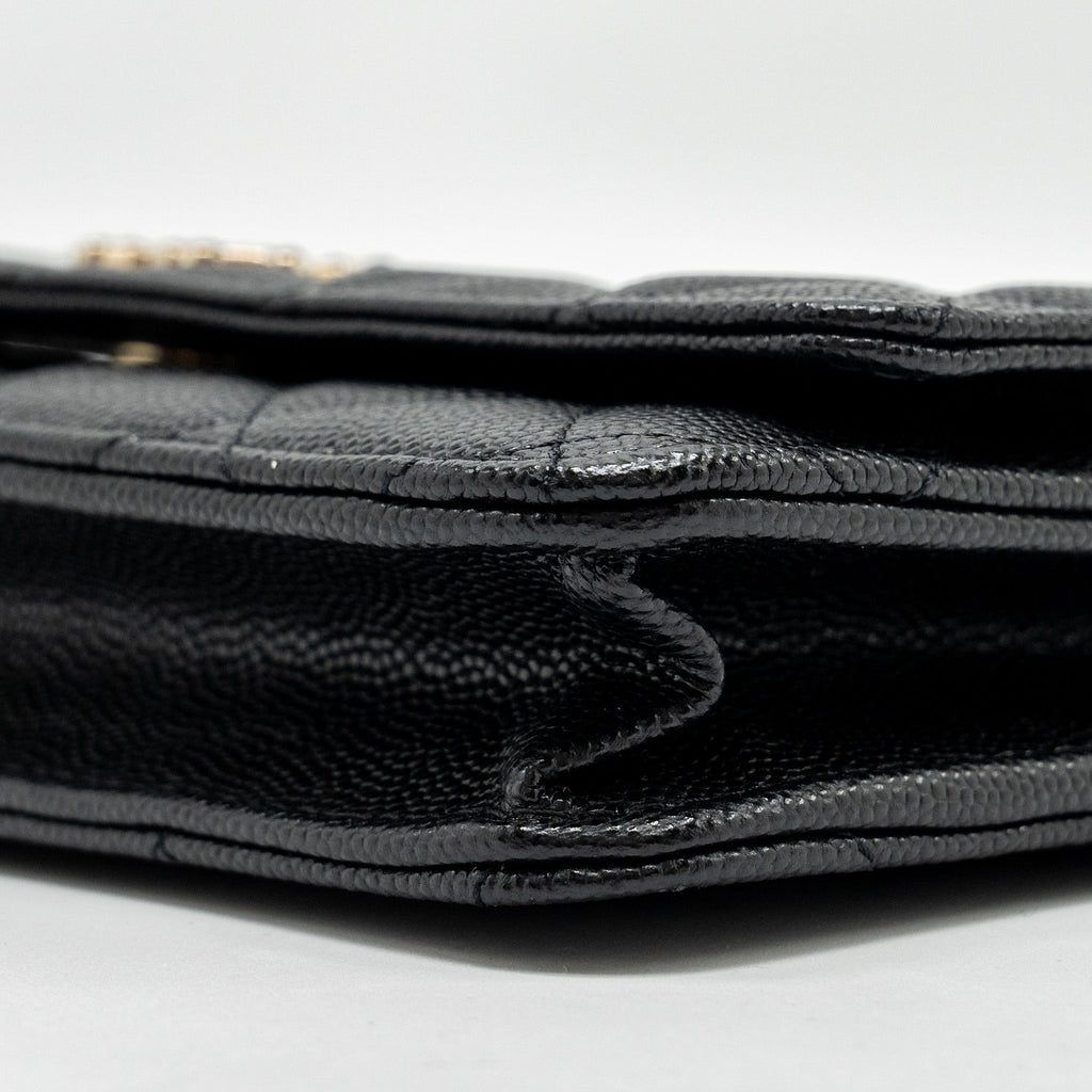 Chanel Detailed CC Logo Wallet on Chain Caviar Black L (Microchip)