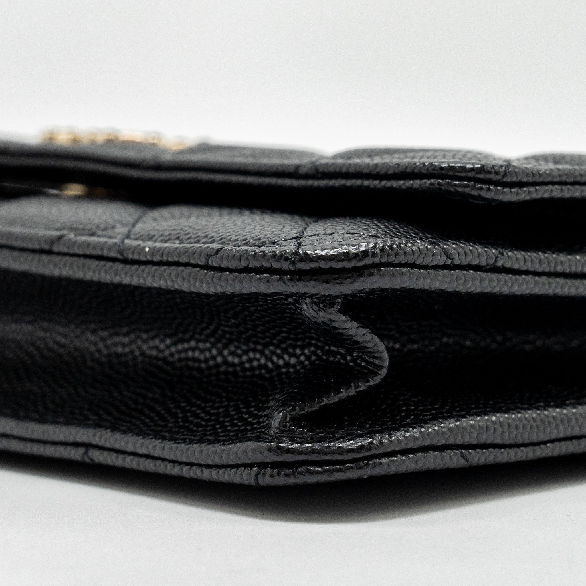 Chanel Detailed CC Logo Wallet on Chain Caviar Black L (Microchip)