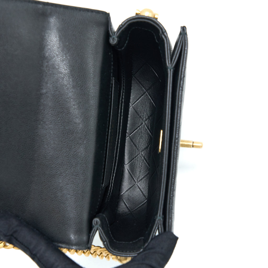 Chanel 22B Round Messenger Bag Grained Calfskin Black Brushed  (Microchip)