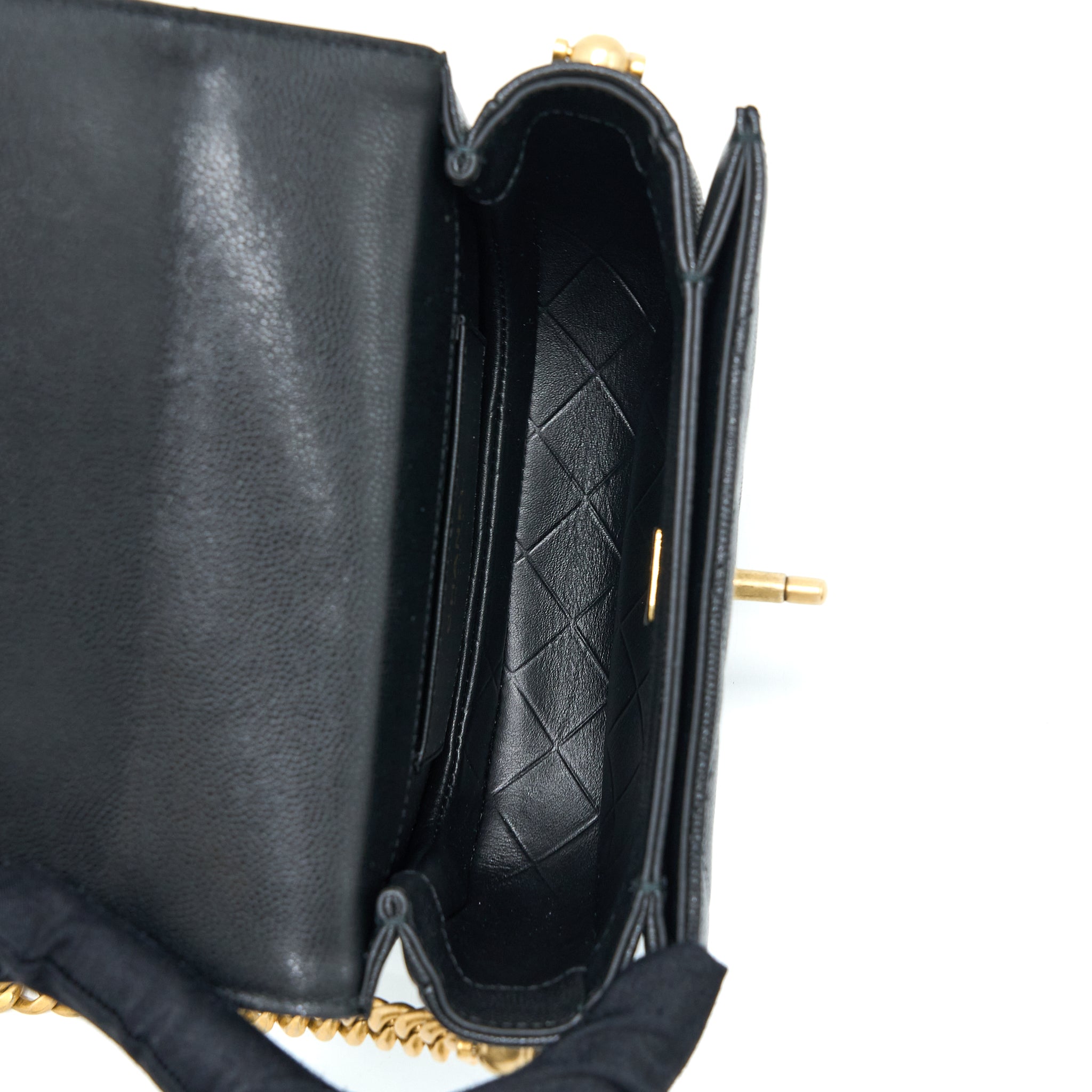 Chanel 22B Round Messenger Bag Grained Calfskin Black Brushed  (Microchip)