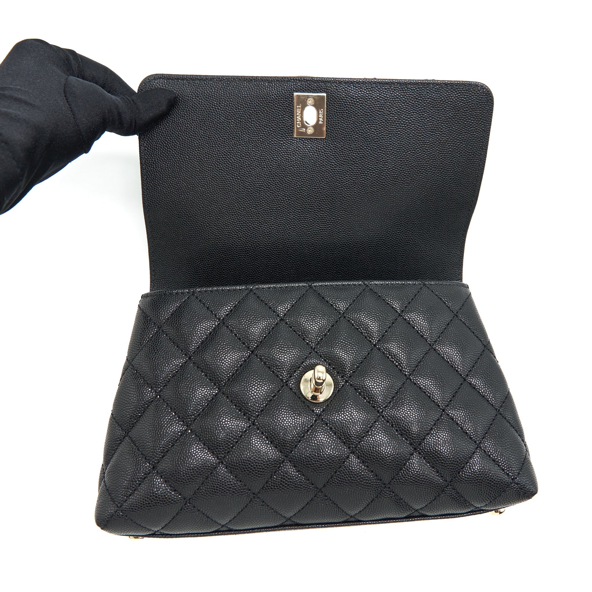 Chanel Small Coco Handle Caviar Black L