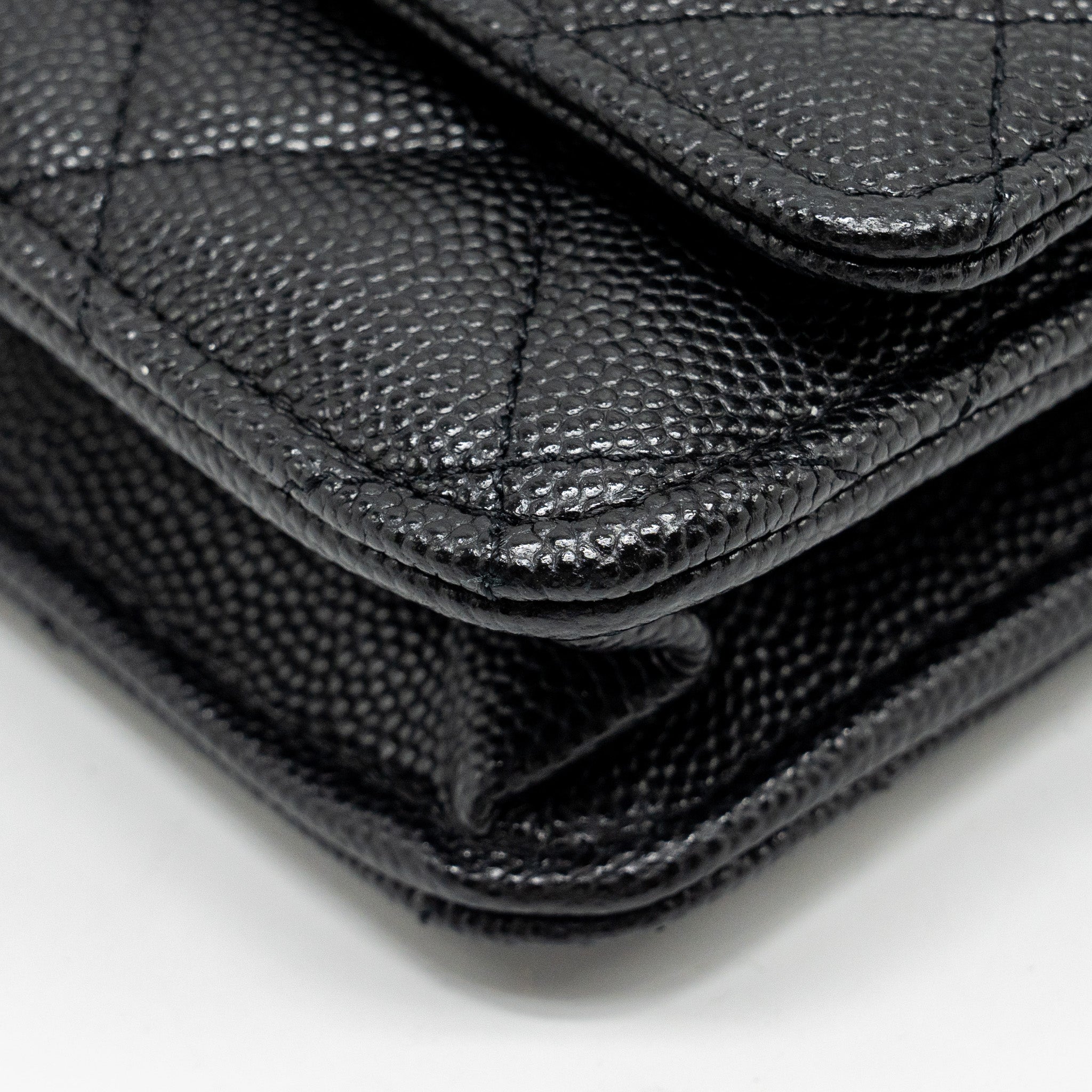 Chanel Detailed CC Logo Wallet on Chain Caviar Black L (Microchip)