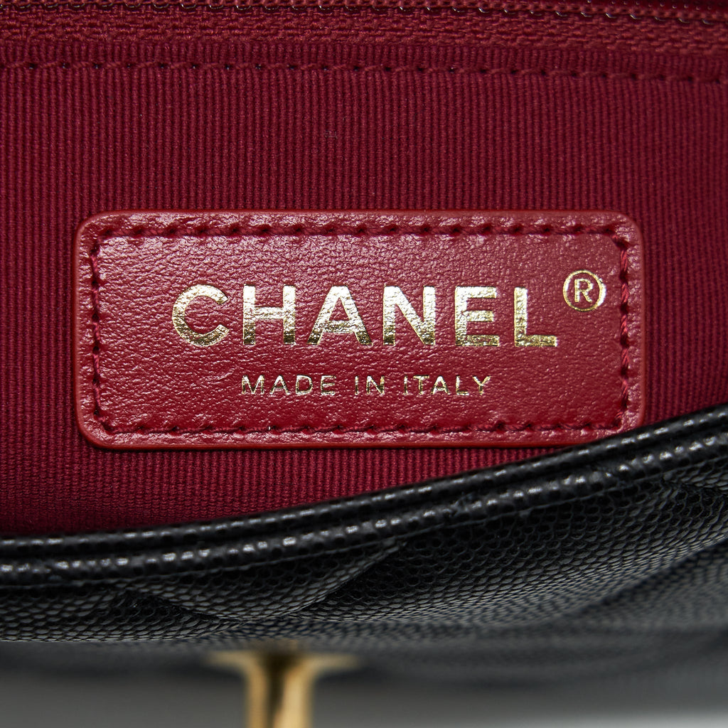 Chanel 22A Small Flap Bag With Button On Chains Caviar Black Brushed