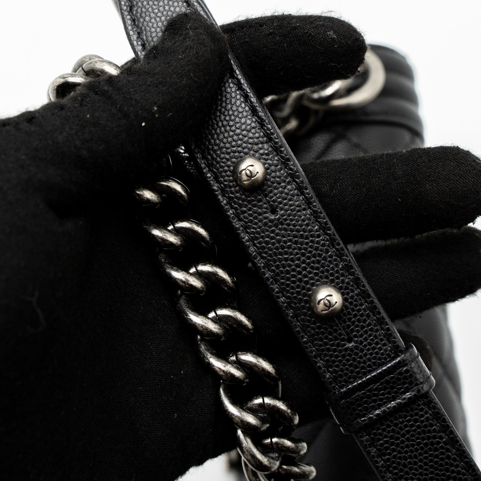 Chanel Small Boy Bag Caviar Black  (Microchip)