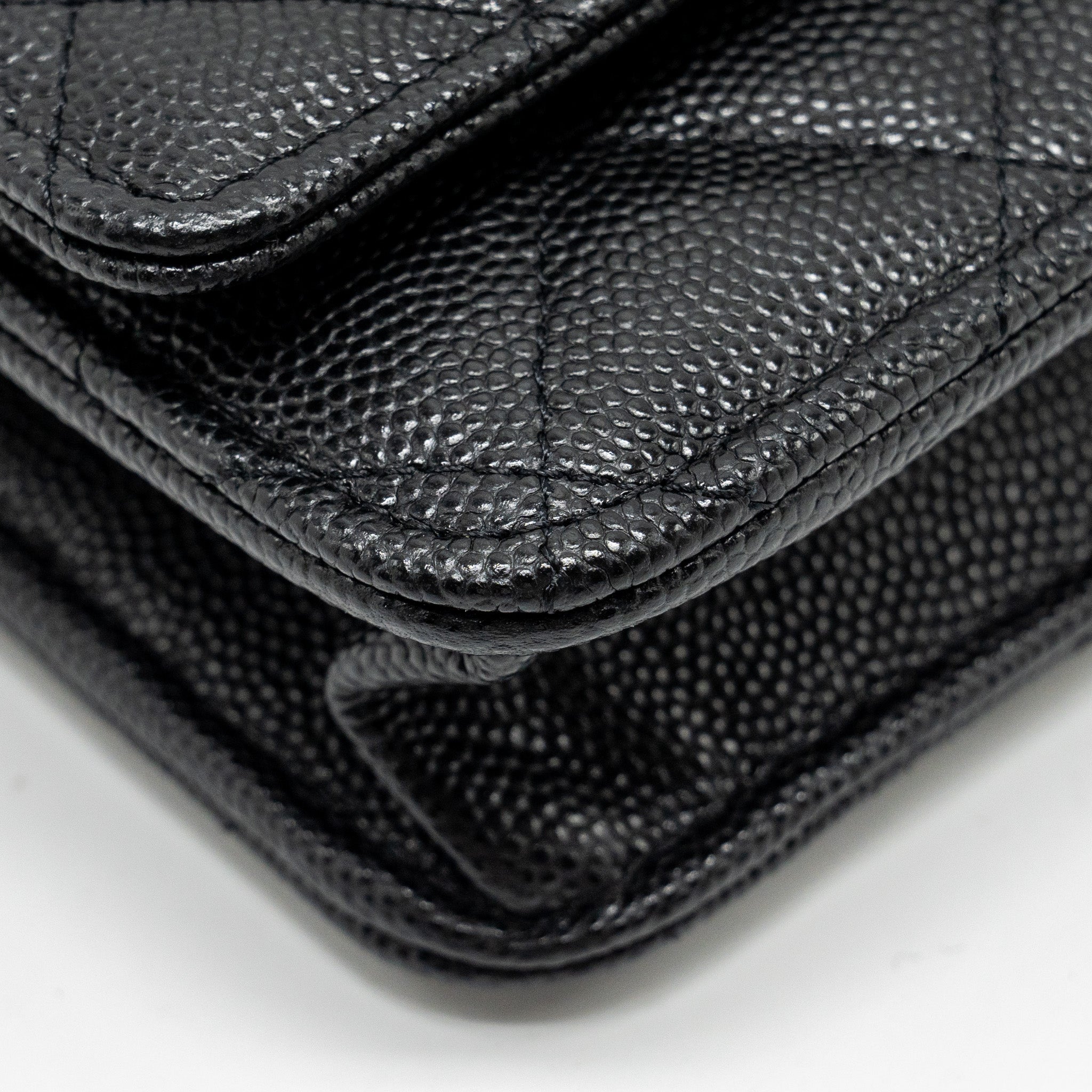 Chanel Detailed CC Logo Wallet on Chain Caviar Black L (Microchip)