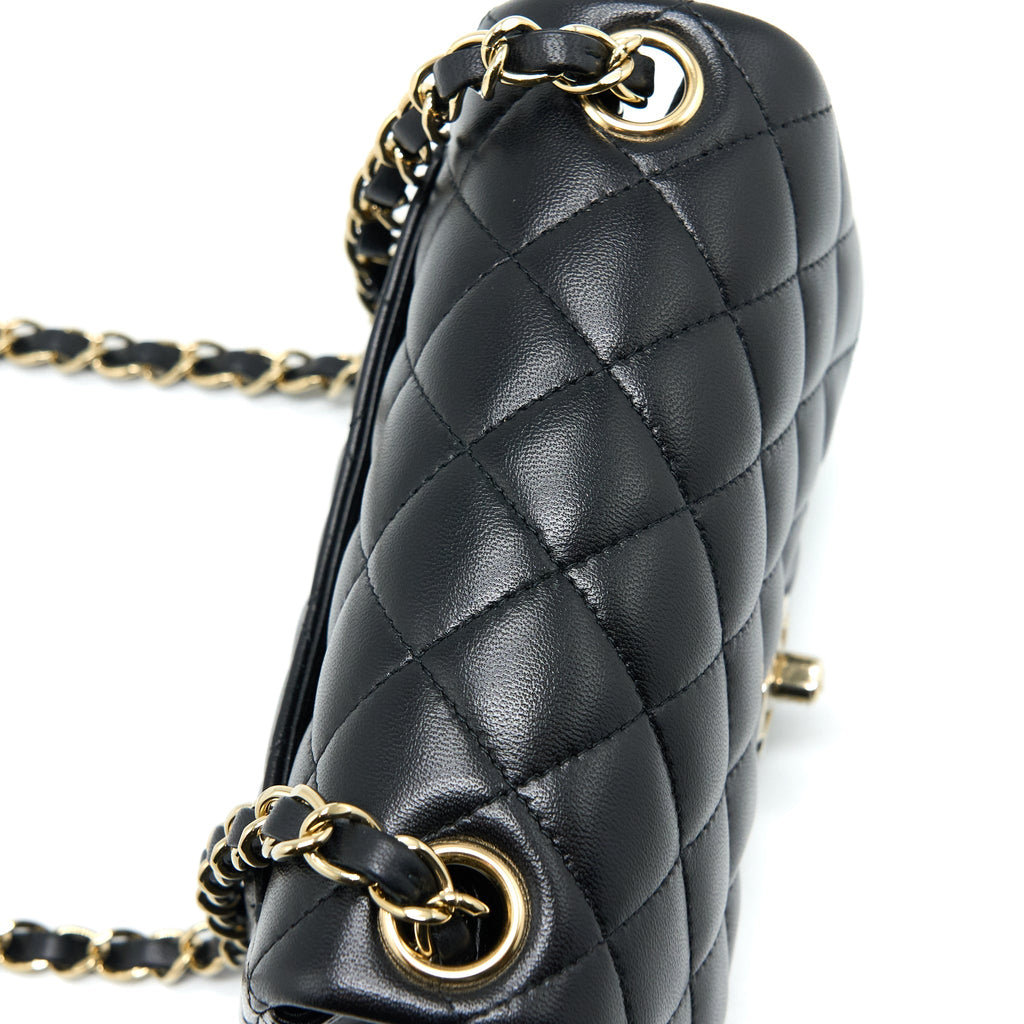 Chanel Classic Mini Square Flap Bag Lambskin Black L (Microchip)