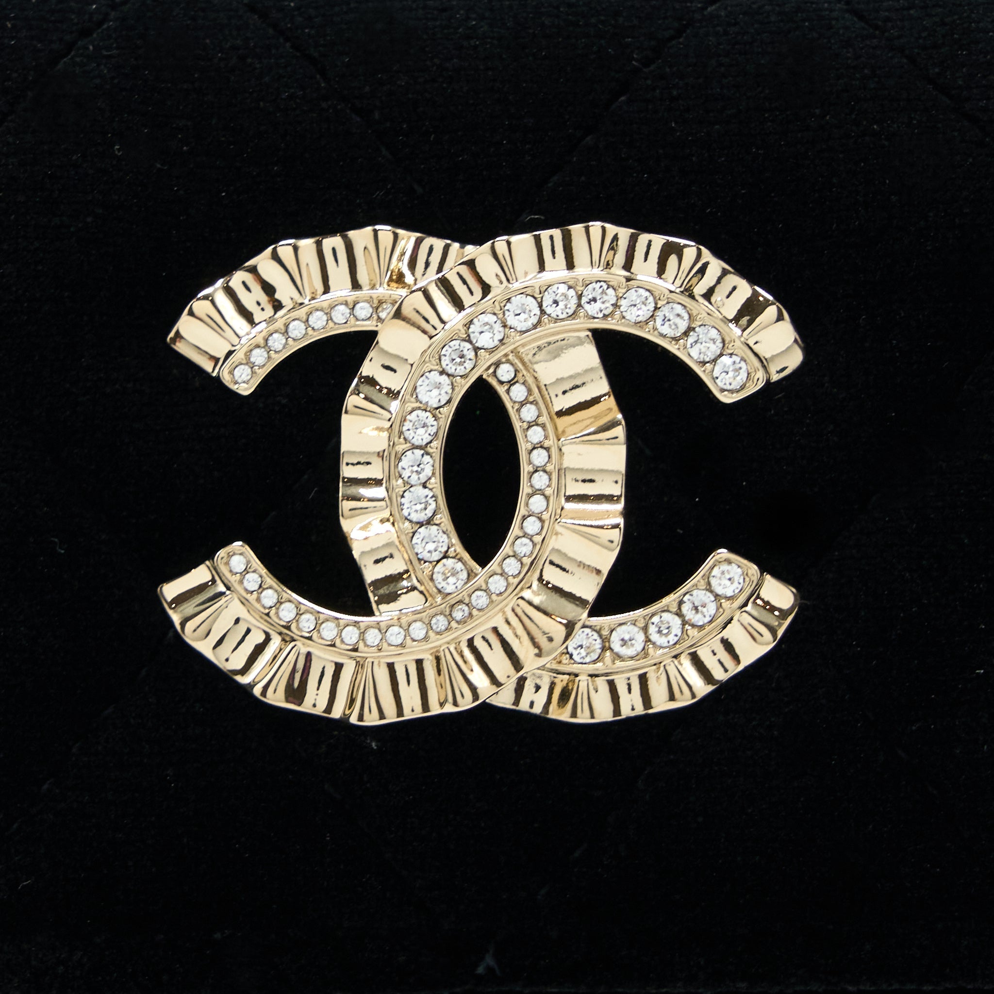 Chanel Small Flap Wallet Velvet Black L