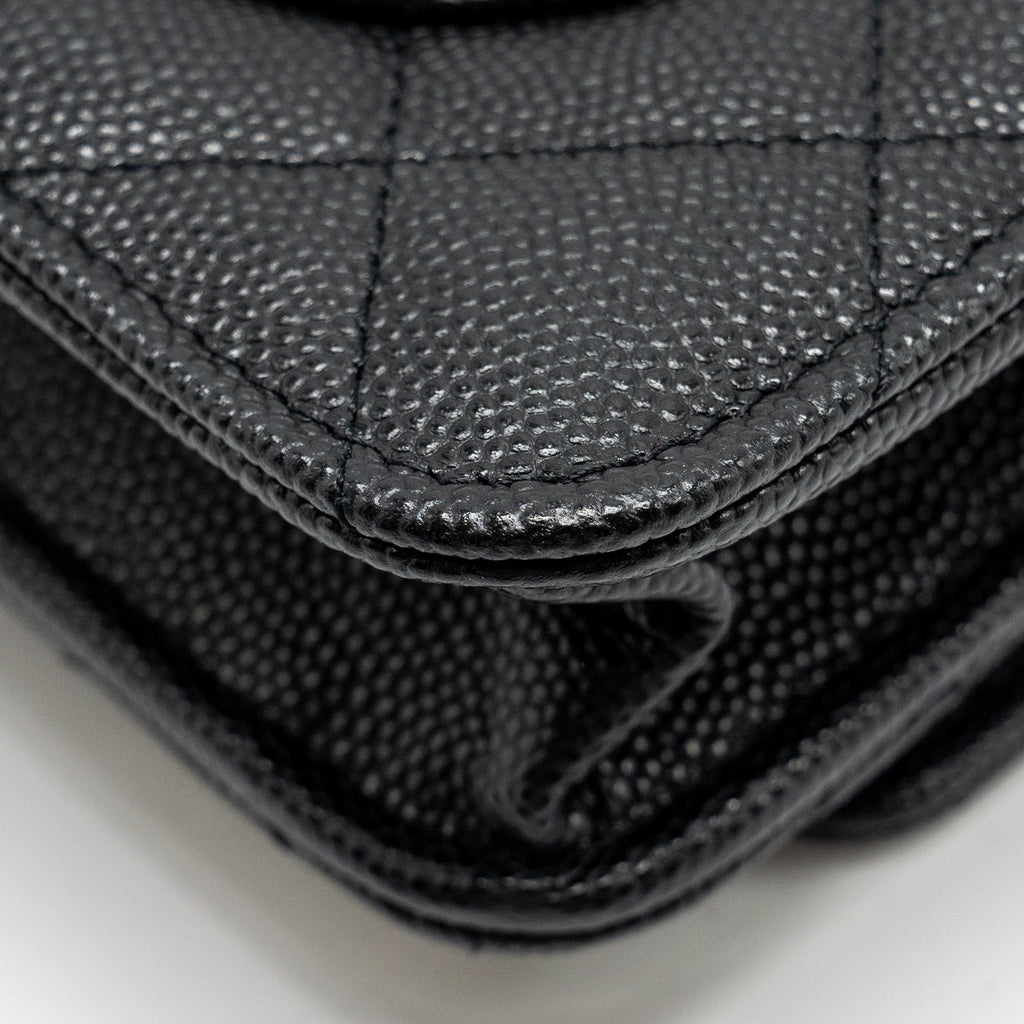 Chanel Detailed CC Logo Wallet on Chain Caviar Black L (Microchip)