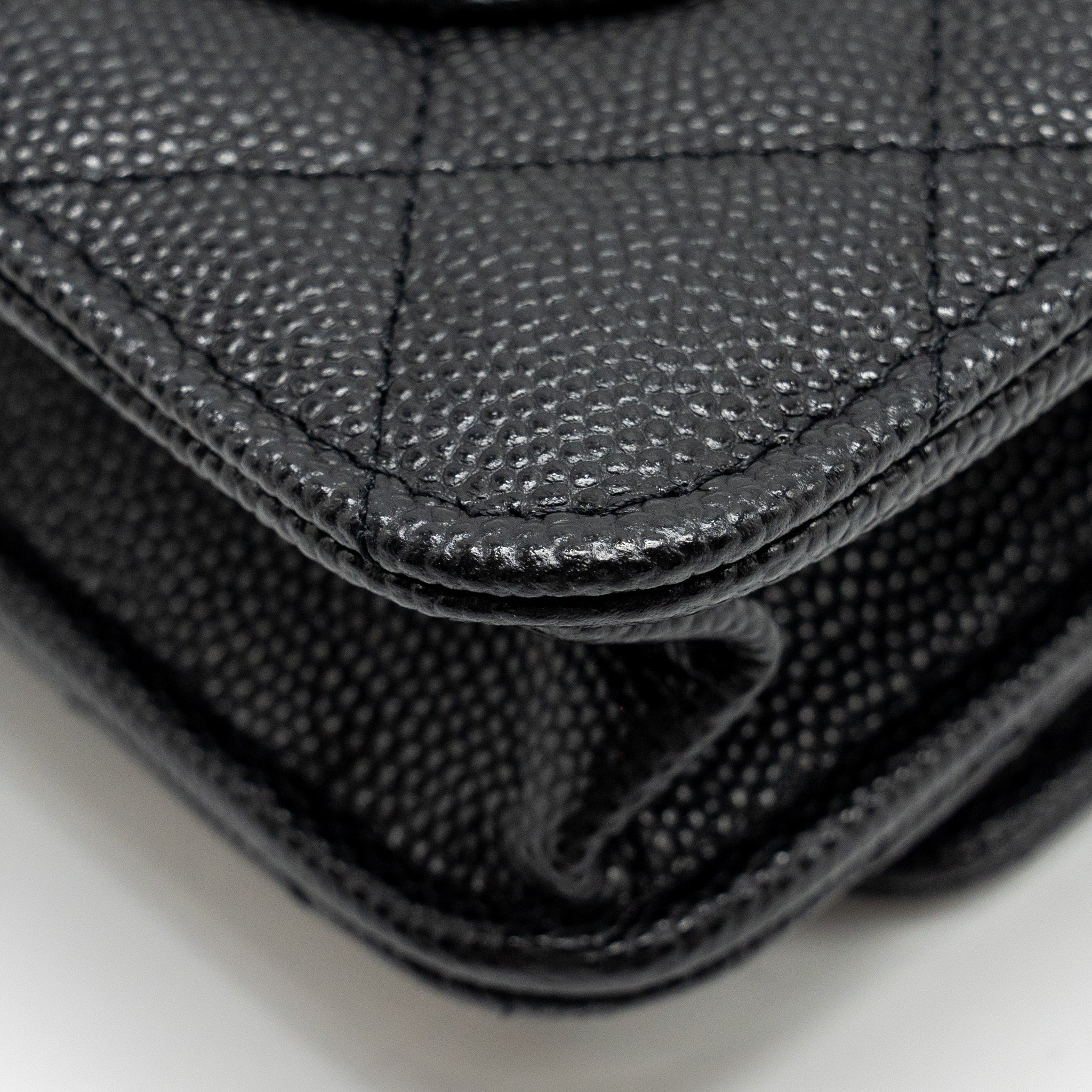 Chanel Detailed CC Logo Wallet on Chain Caviar Black L (Microchip)