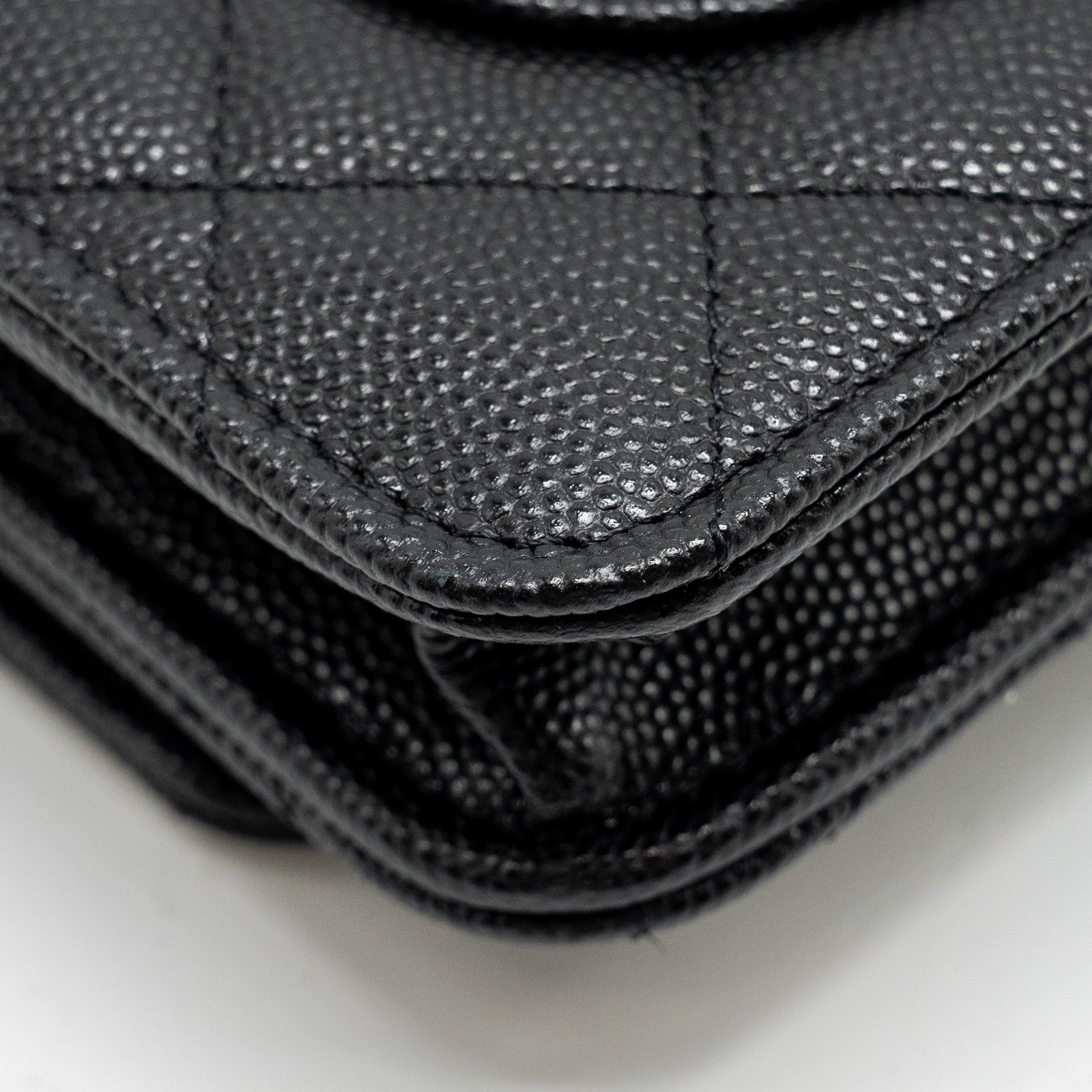 Chanel Detailed CC Logo Wallet on Chain Caviar Black L (Microchip)