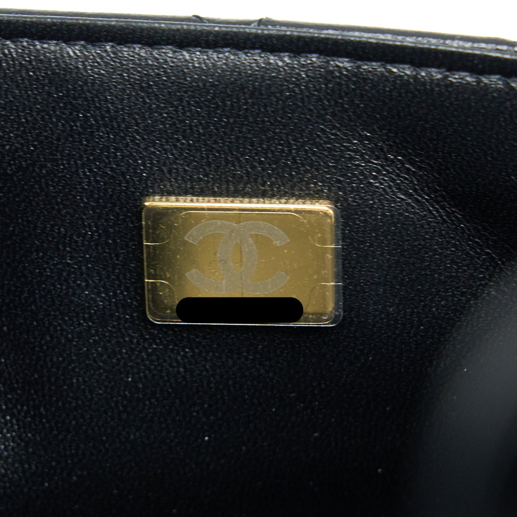 Chanel Classic Mini Square Flap Bag Lambskin Black L (Microchip)
