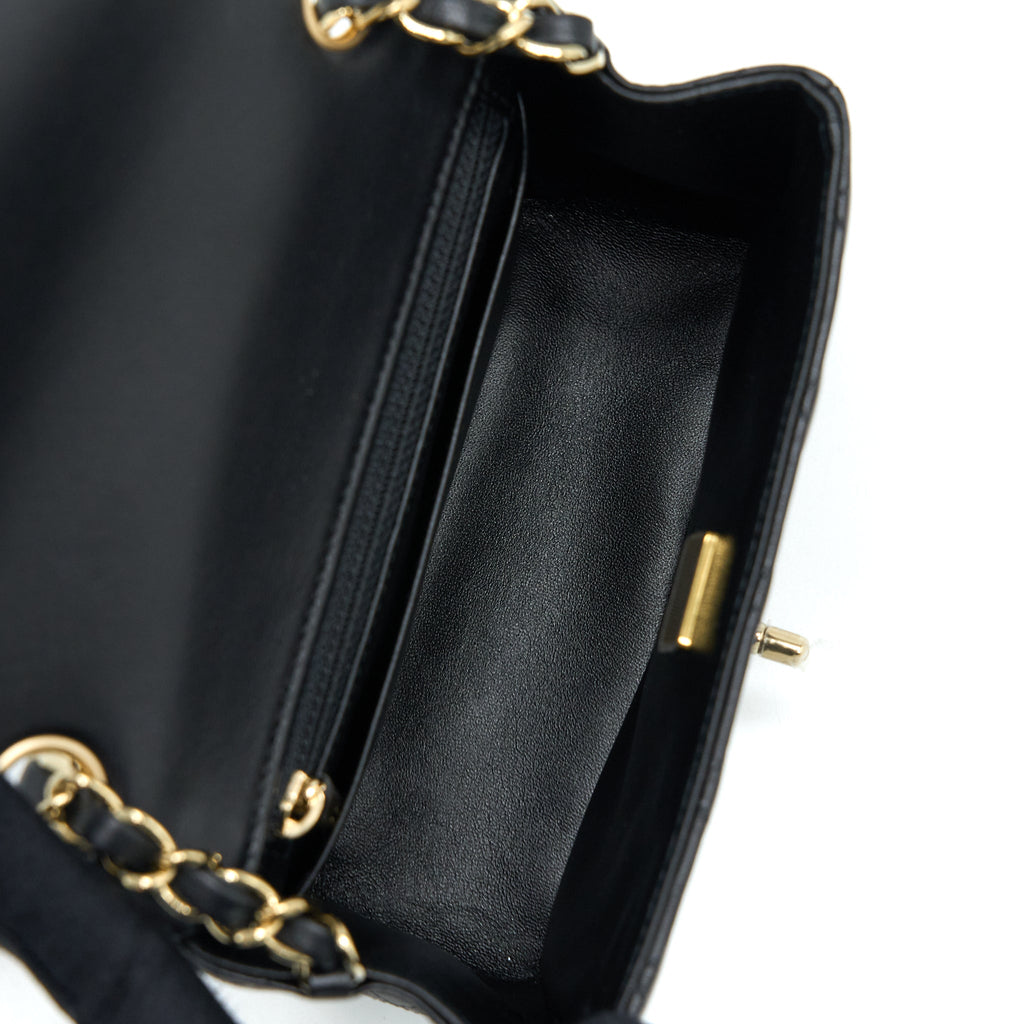 Chanel Classic Mini Square Flap Bag Lambskin Black L (Microchip)