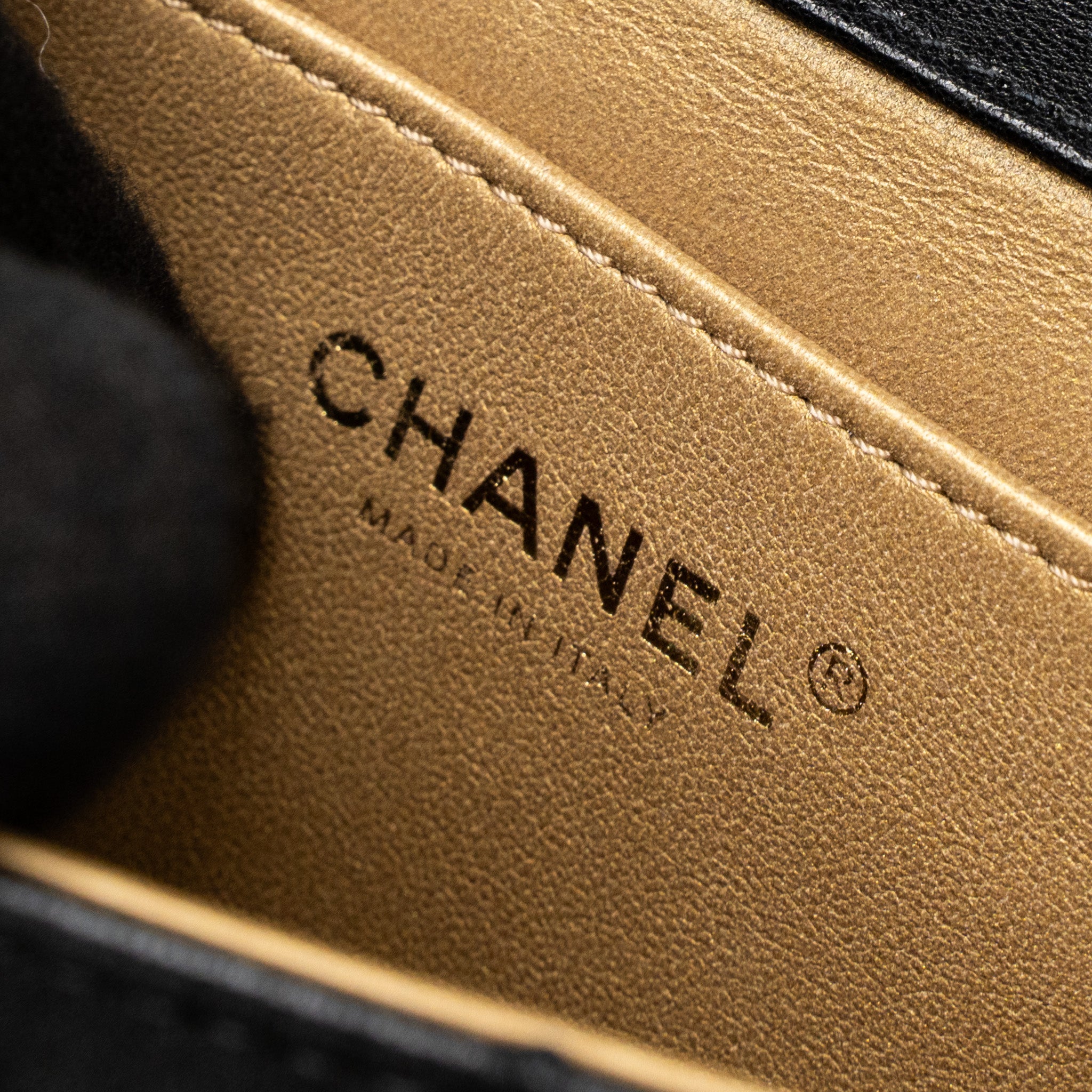 Chanel Square Pearl Flap Bag Lambskin Black Brushed