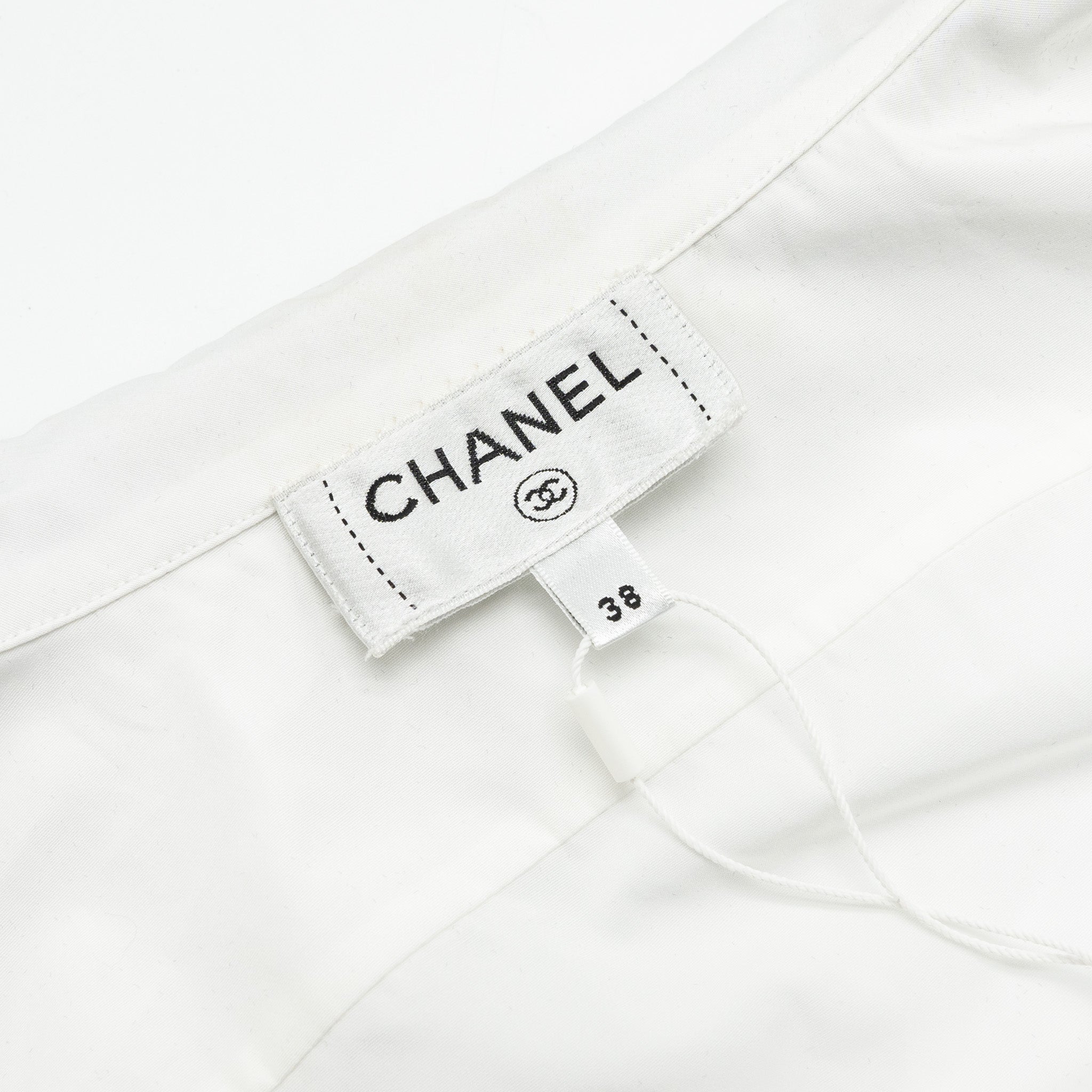 Chanel 22B Size 38 Blouse Shirt Cotton/ Silk White / Black