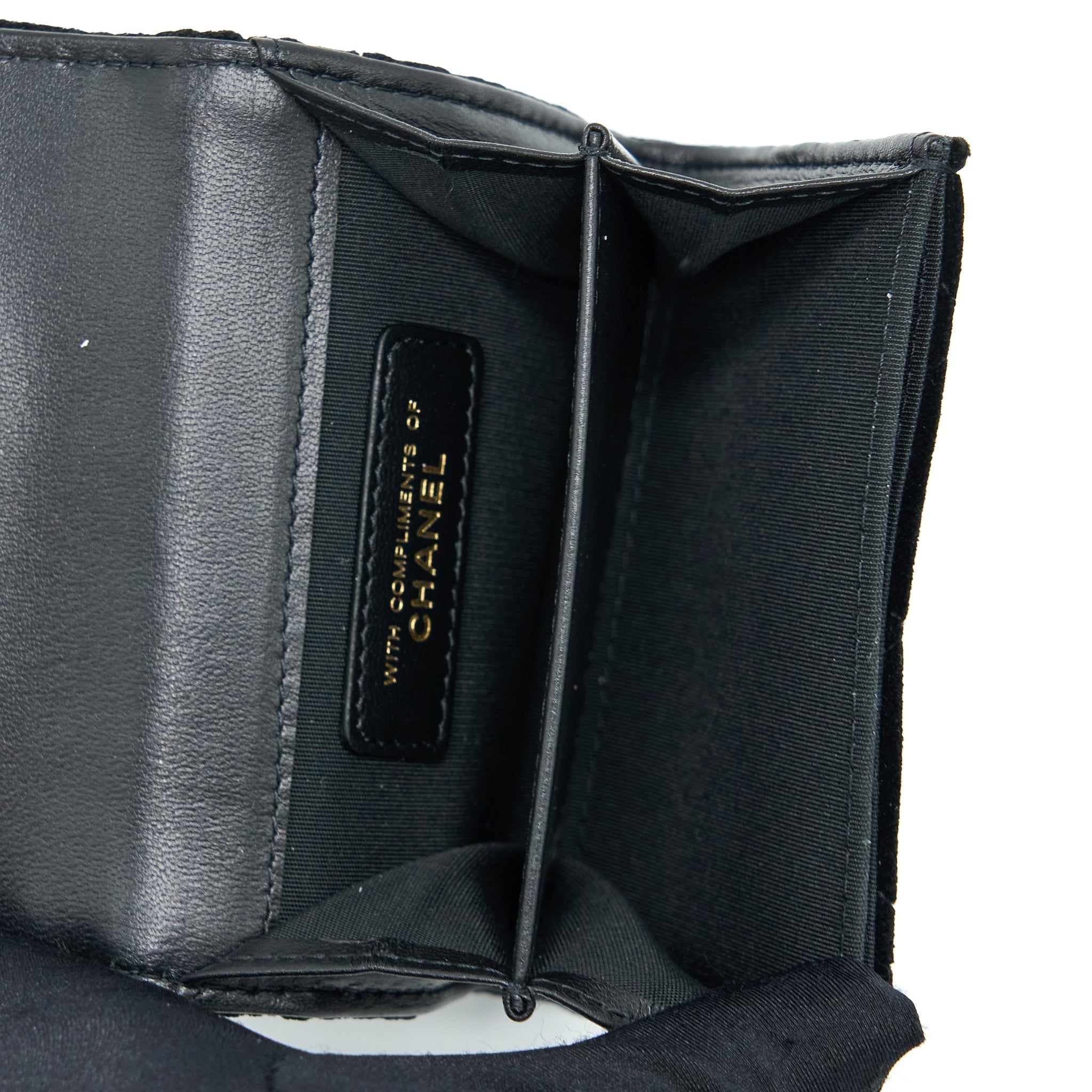 Chanel Small Flap Wallet Velvet Black L