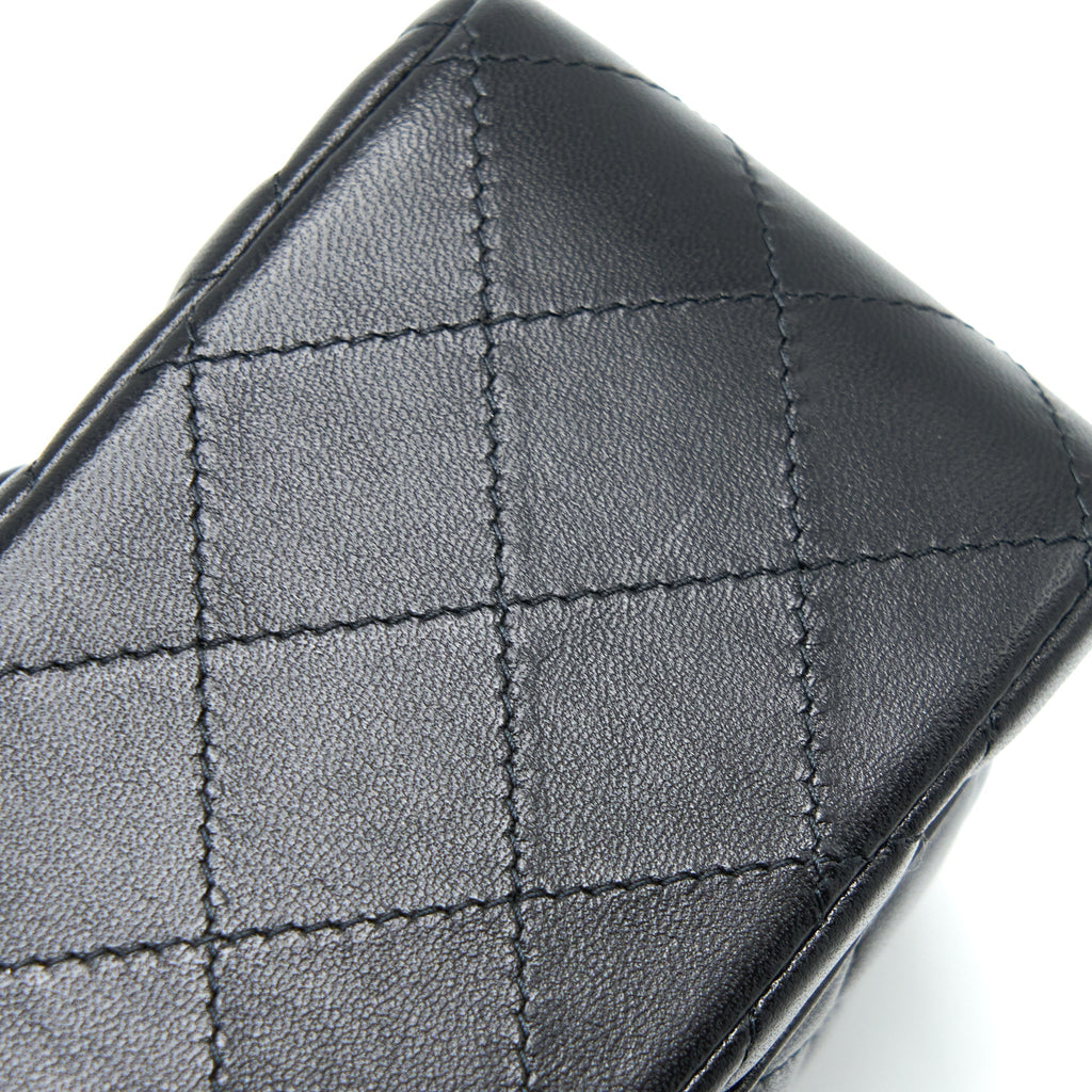 Chanel Classic Mini Square Flap Bag Lambskin Black L (Microchip)