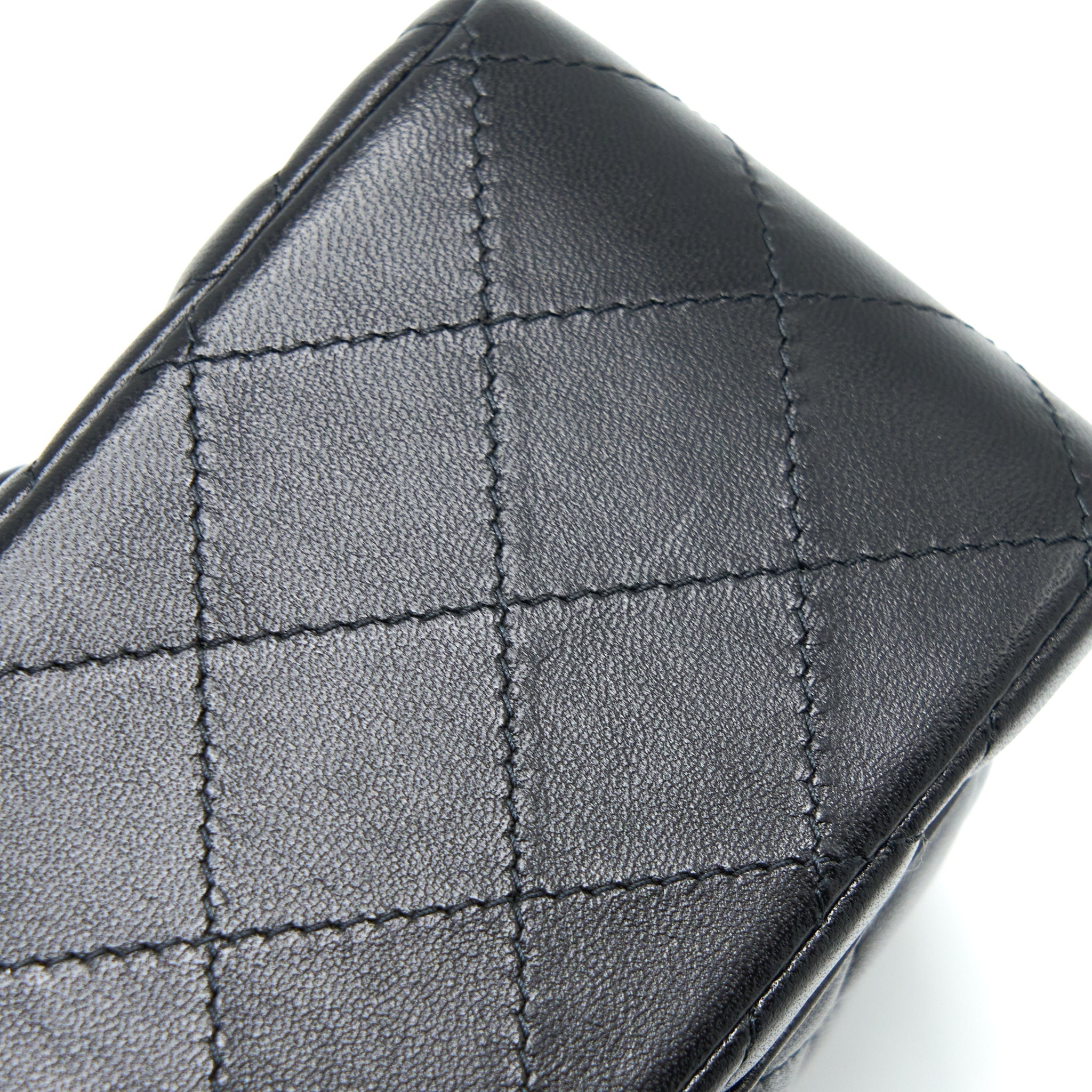 Chanel Classic Mini Square Flap Bag Lambskin Black L (Microchip)