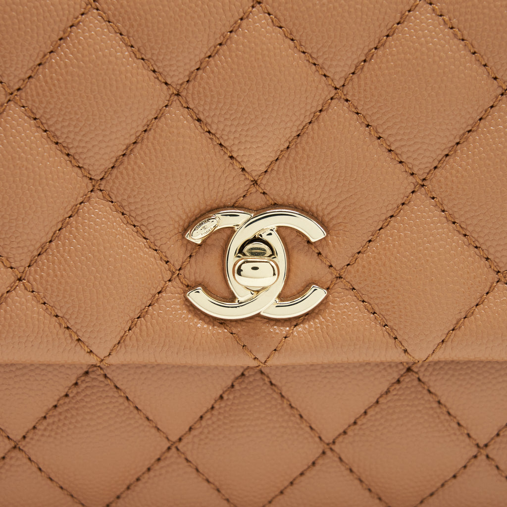 Chanel 21P Small Coco Handle Caviar NB356 Caramel L
