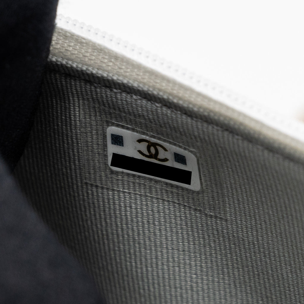 Chanel 23P detailed top handle mini wallet with chain calfskin white / multi color brushed  (microchip)