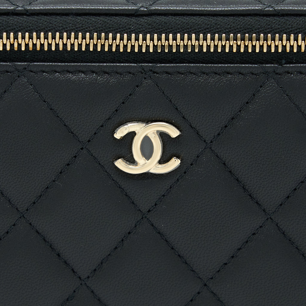 Chanel 23C Pearl Crush Long Vanity Lambskin Black L (Microchip)