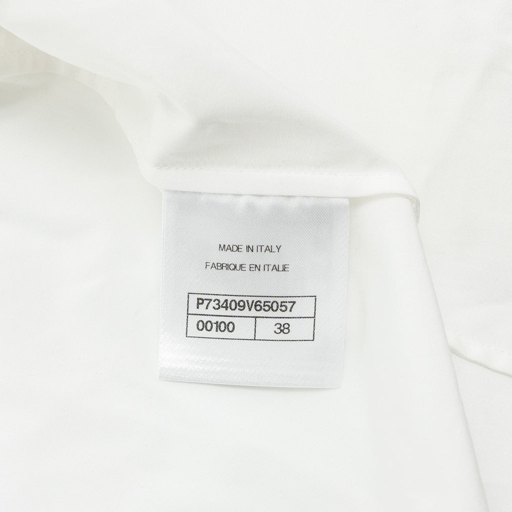 Chanel 22B Size 38 Blouse Shirt Cotton/ Silk White / Black