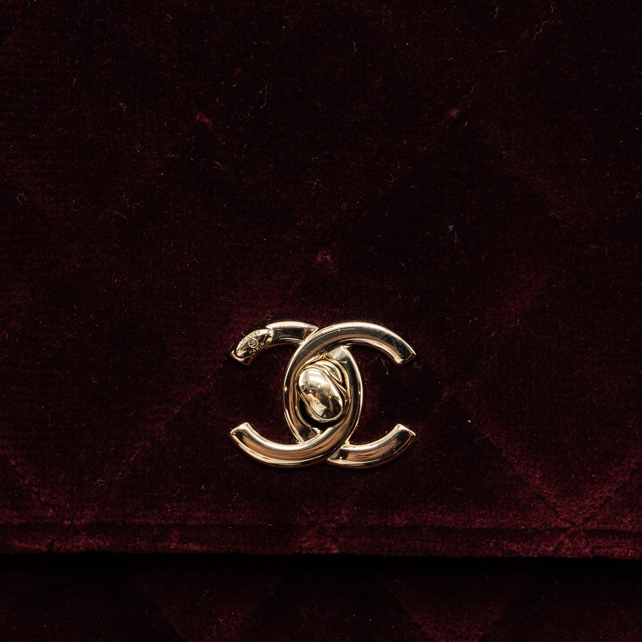 Chanel Crystal Pearl Crush Wallet On Chain Velvet Burgundy L