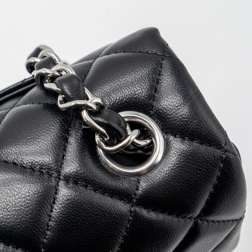 Chanel mini rectangular flap bag lambskin black  (MICROCHIP)