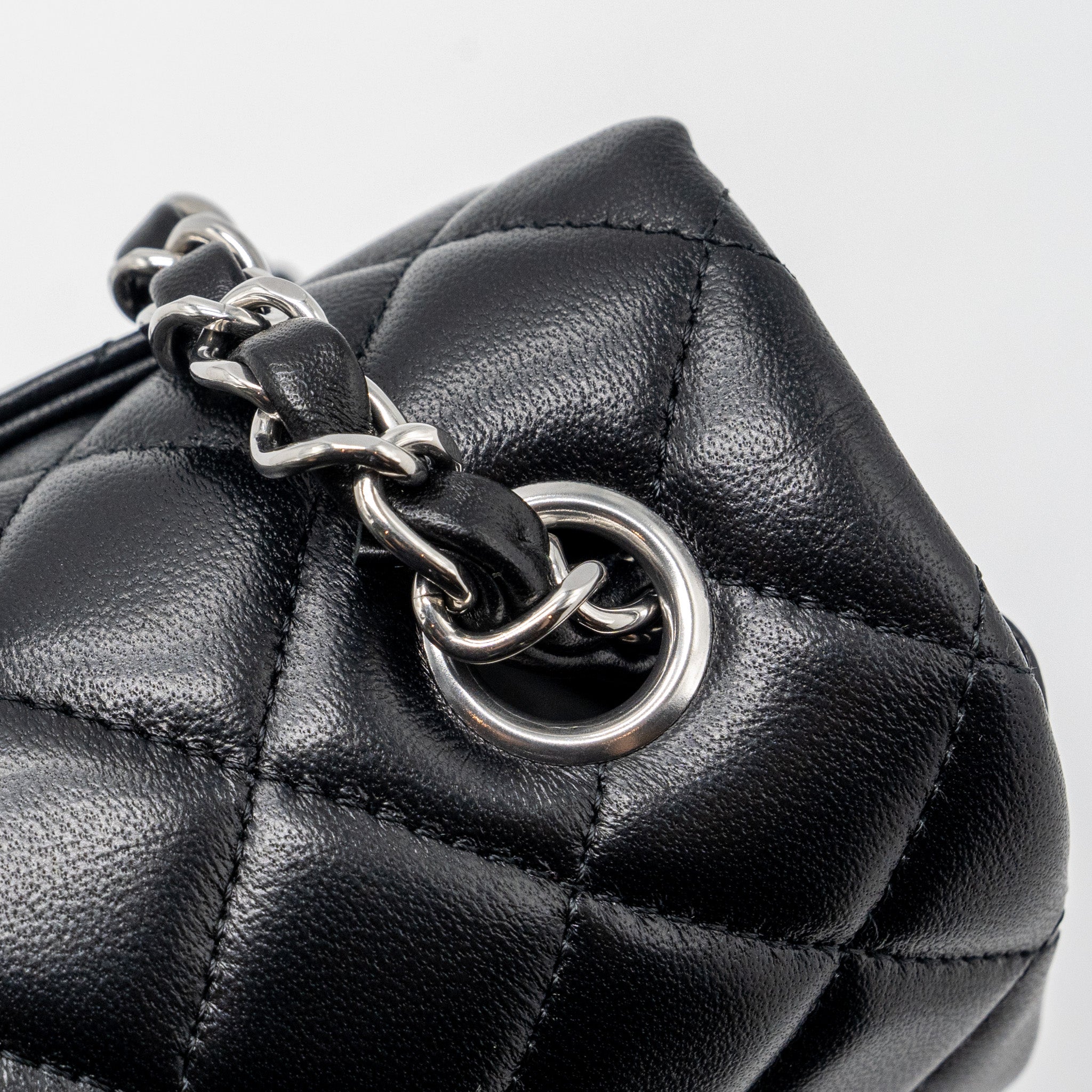 Chanel mini rectangular flap bag lambskin black  (MICROCHIP)