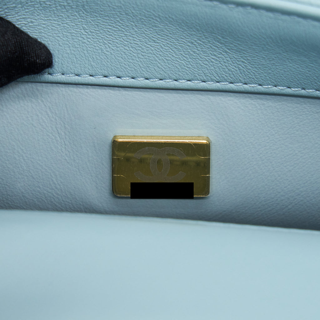 Chanel 22P Seasonal Mini Square Flap Bag Lambskin Light Blue
