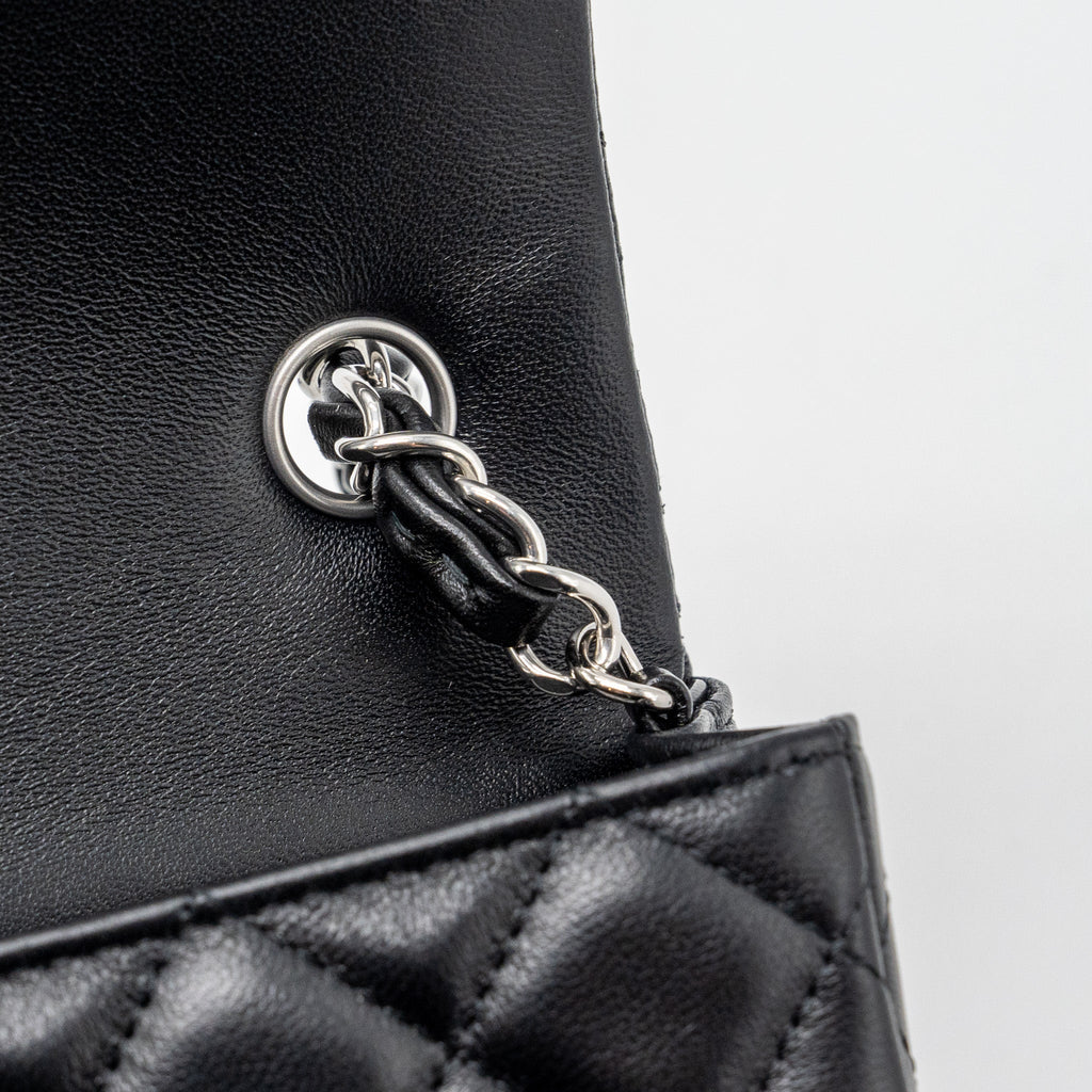 Chanel mini rectangular flap bag lambskin black  (MICROCHIP)